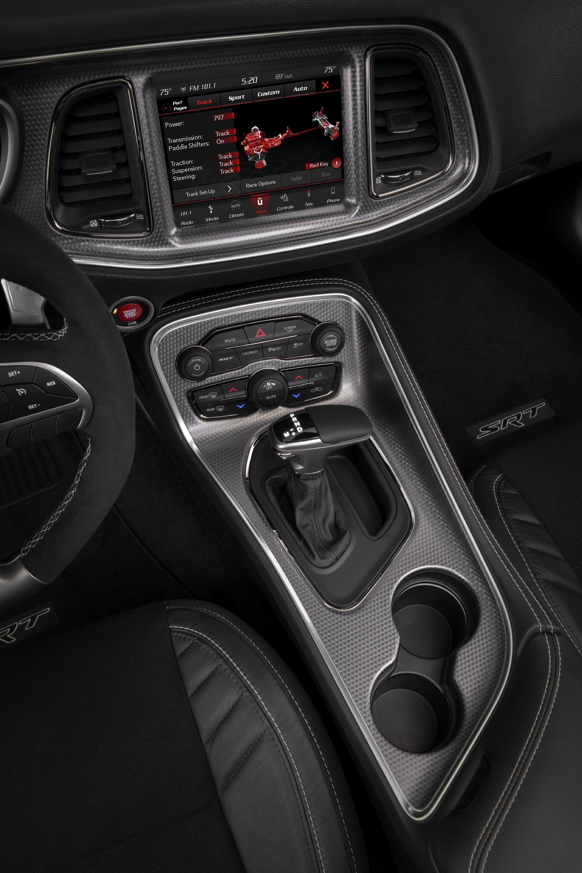 Download 2020 Dodge Challenger SRT Super Stock - Central Console HD Phone Wallpaper 1920x2880 #102