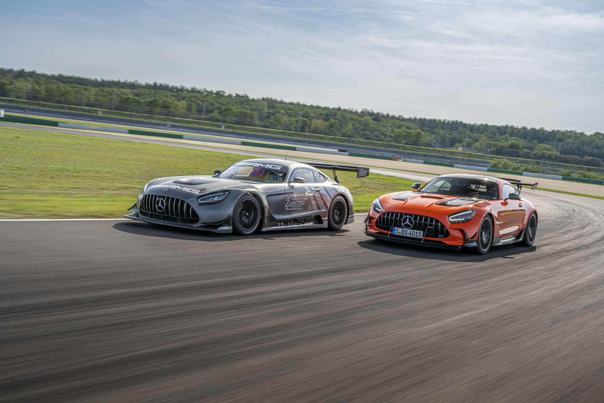 Download 2021 Mercedes-AMG GT Black Series and AMG GT3 Racing Car - Front Three-Quarter HD Wallpaper 1920x1280 #20