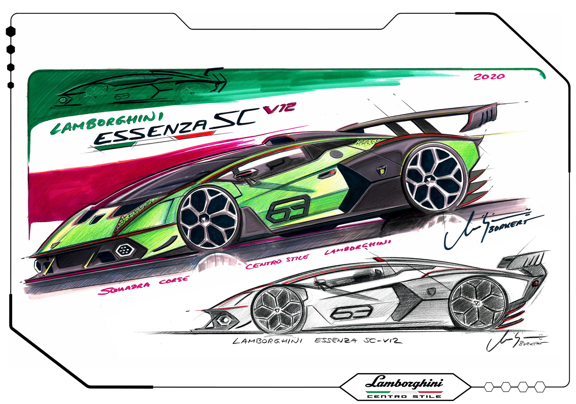 Download 2021 Lamborghini Essenza SCV12 - Design Sketch HD Wallpaper 1920x1349 #42