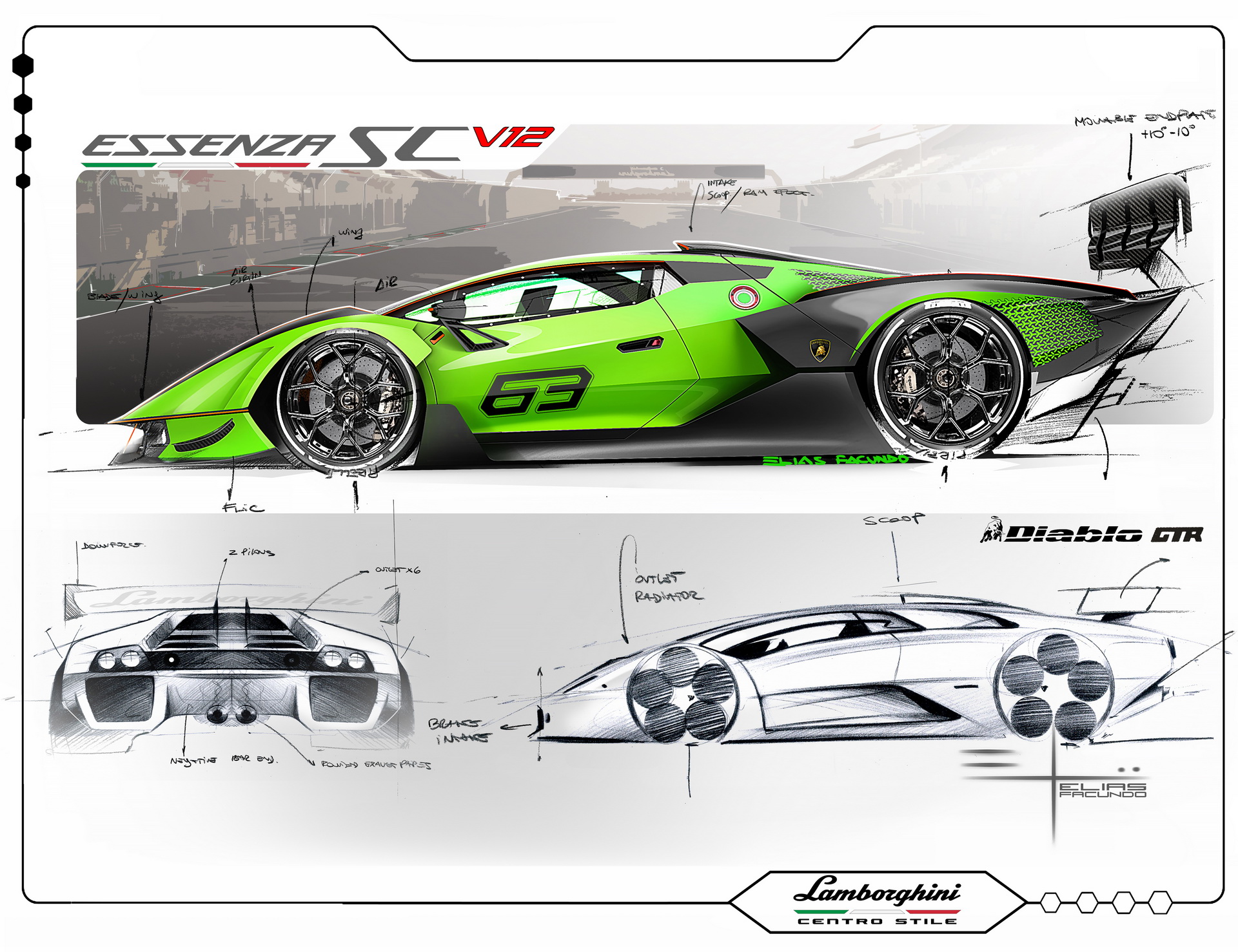 Download 2021 Lamborghini Essenza SCV12 - Design Sketch HD Wallpaper 1920x1478 #44
