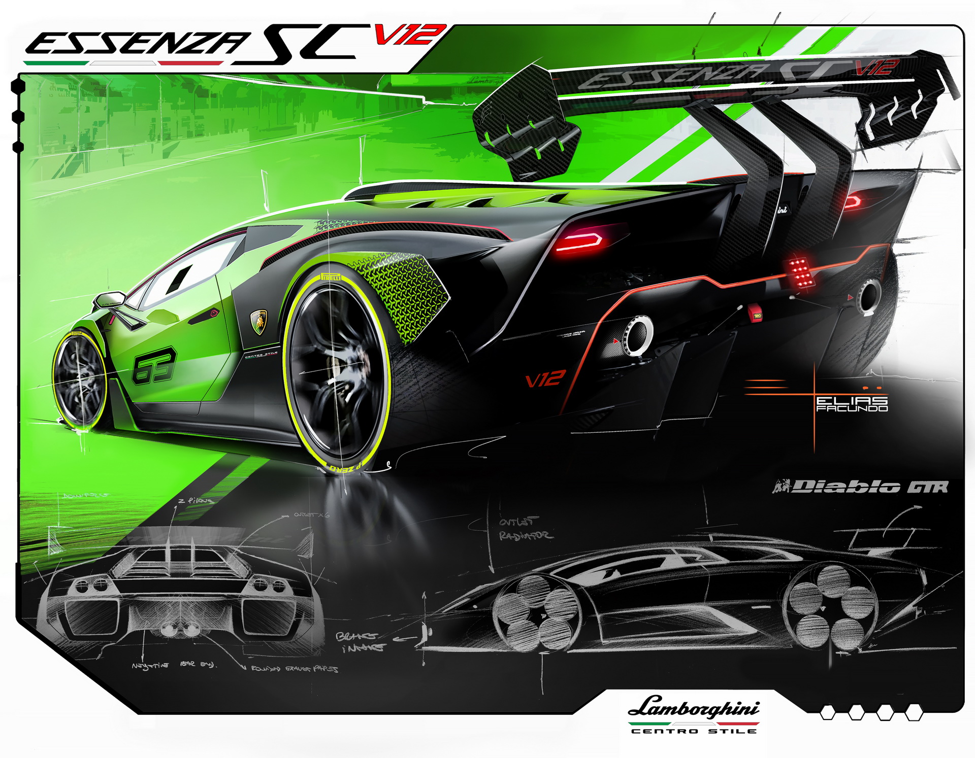 Download 2021 Lamborghini Essenza SCV12 - Design Sketch HD Wallpaper 1920x1494 #31