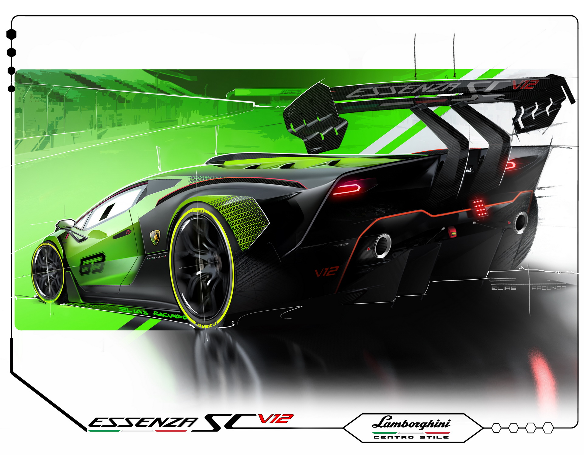 Download 2021 Lamborghini Essenza SCV12 - Design Sketch HD Wallpaper 1920x1494 #32