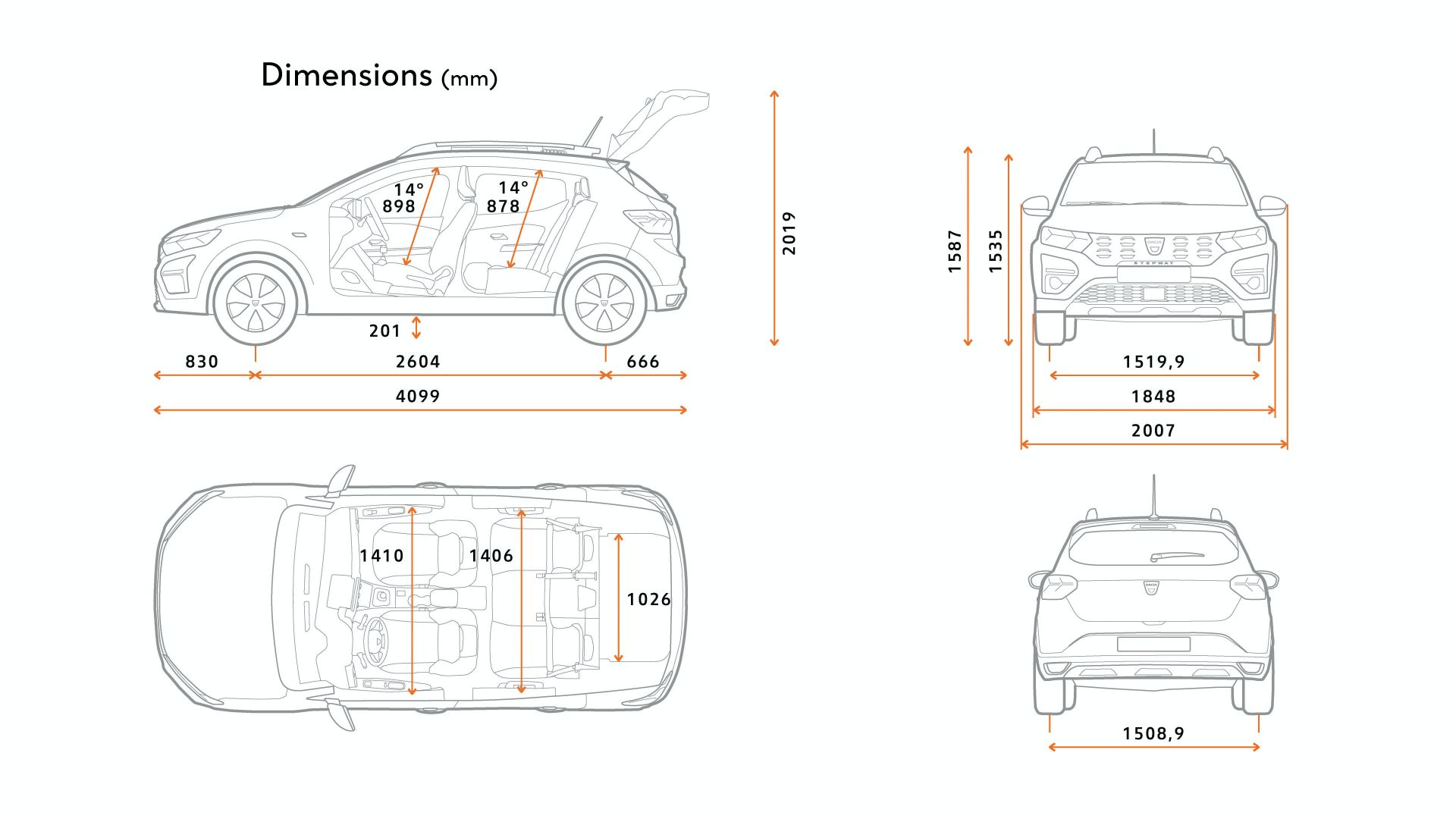Download 2021 Dacia Sandero Stepway - Dimensions HD Wallpaper 1920x1080 #64