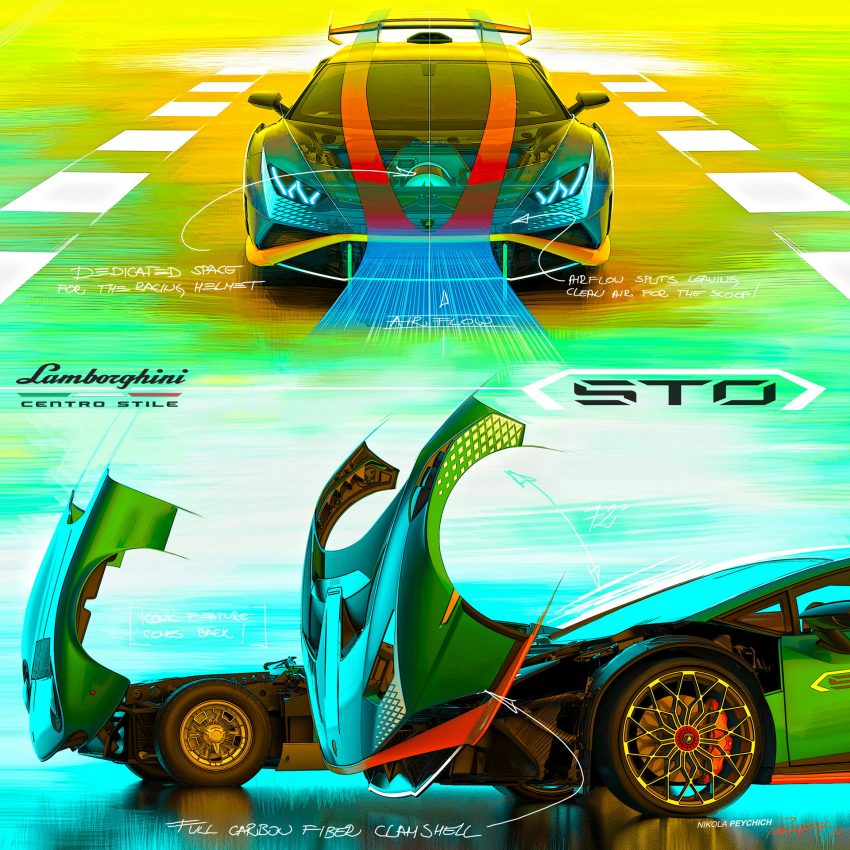 2021 Lamborghini Huracán STO - Design Sketch Wallpaper 850x850 #127