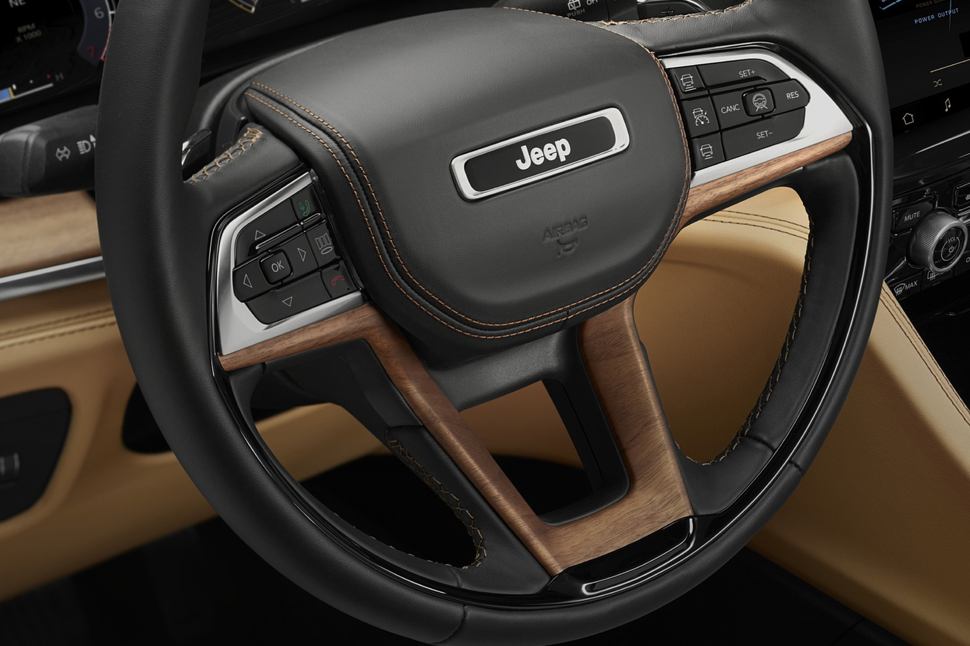 Download 2021 Jeep Grand Cherokee L Summit Reserve - Interior, Steering Wheel HD Wallpaper 1921x1280 #86