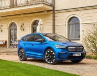 2021 Skoda Enyaq Sportline iV 80x - Front Three-Quarter Wallpaper 190x150