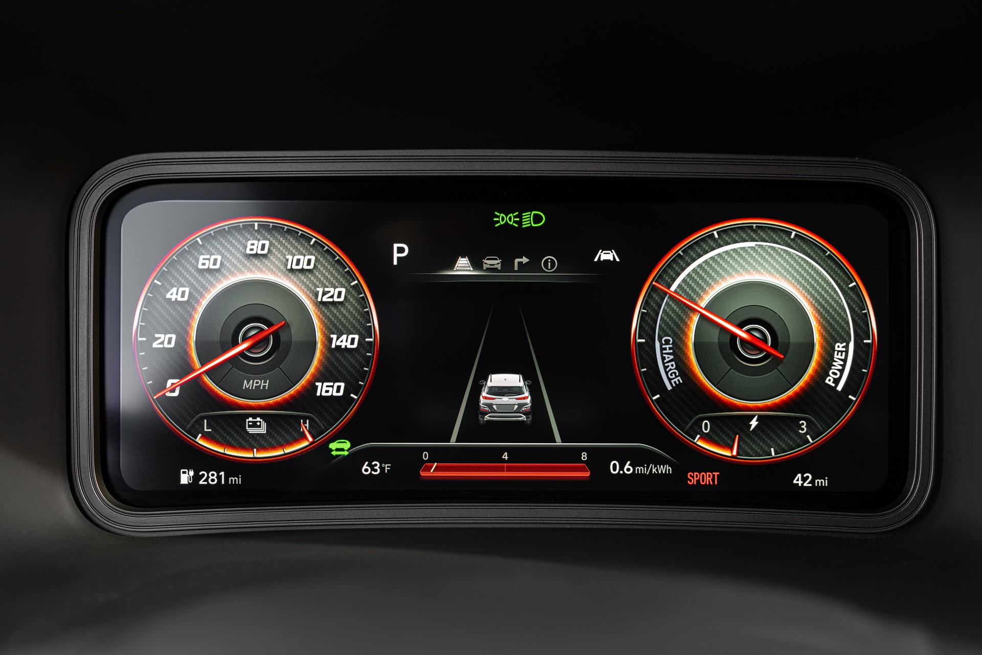 Download 2022 Hyundai Kona Electric - Digital Instrument Cluster HD Wallpaper 1920x1281 #13