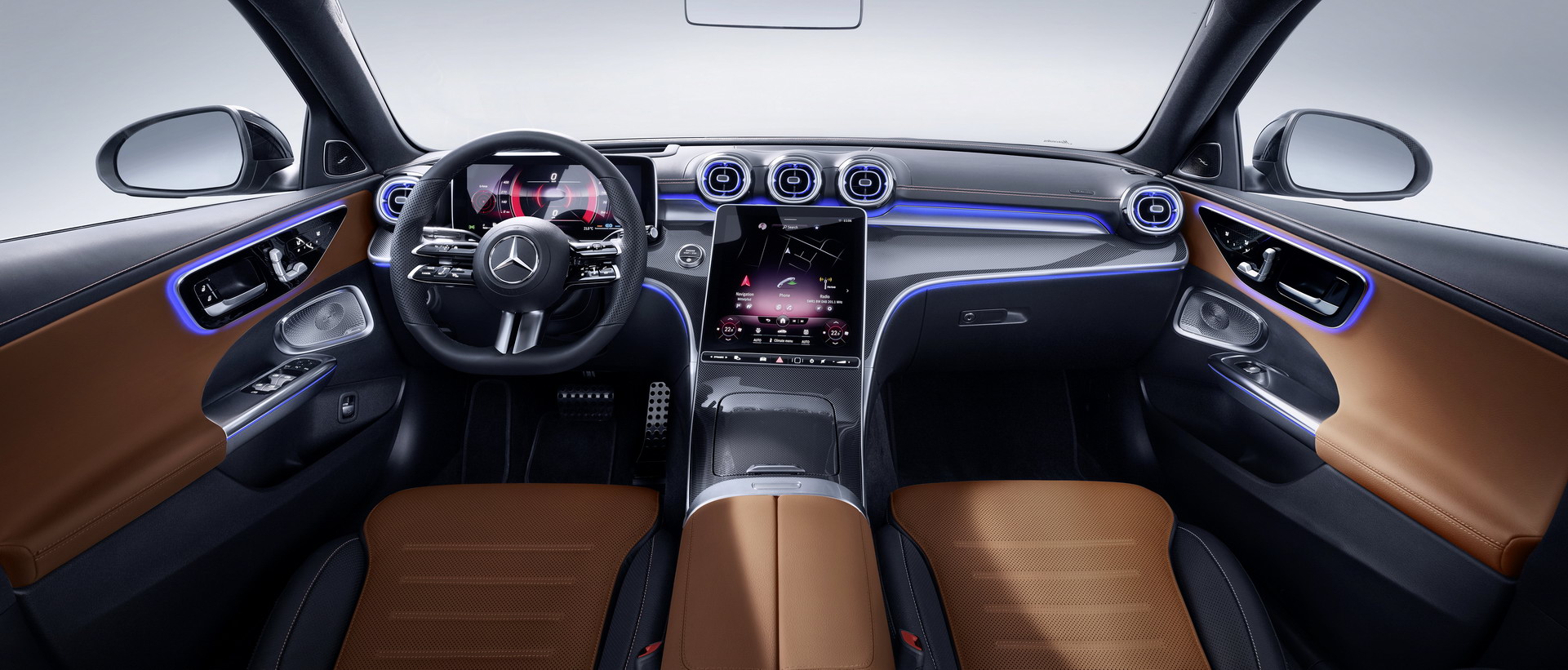 Download 2022 Mercedes-Benz C-Class - Interior, Cockpit HD Wallpaper 1921x821 #75