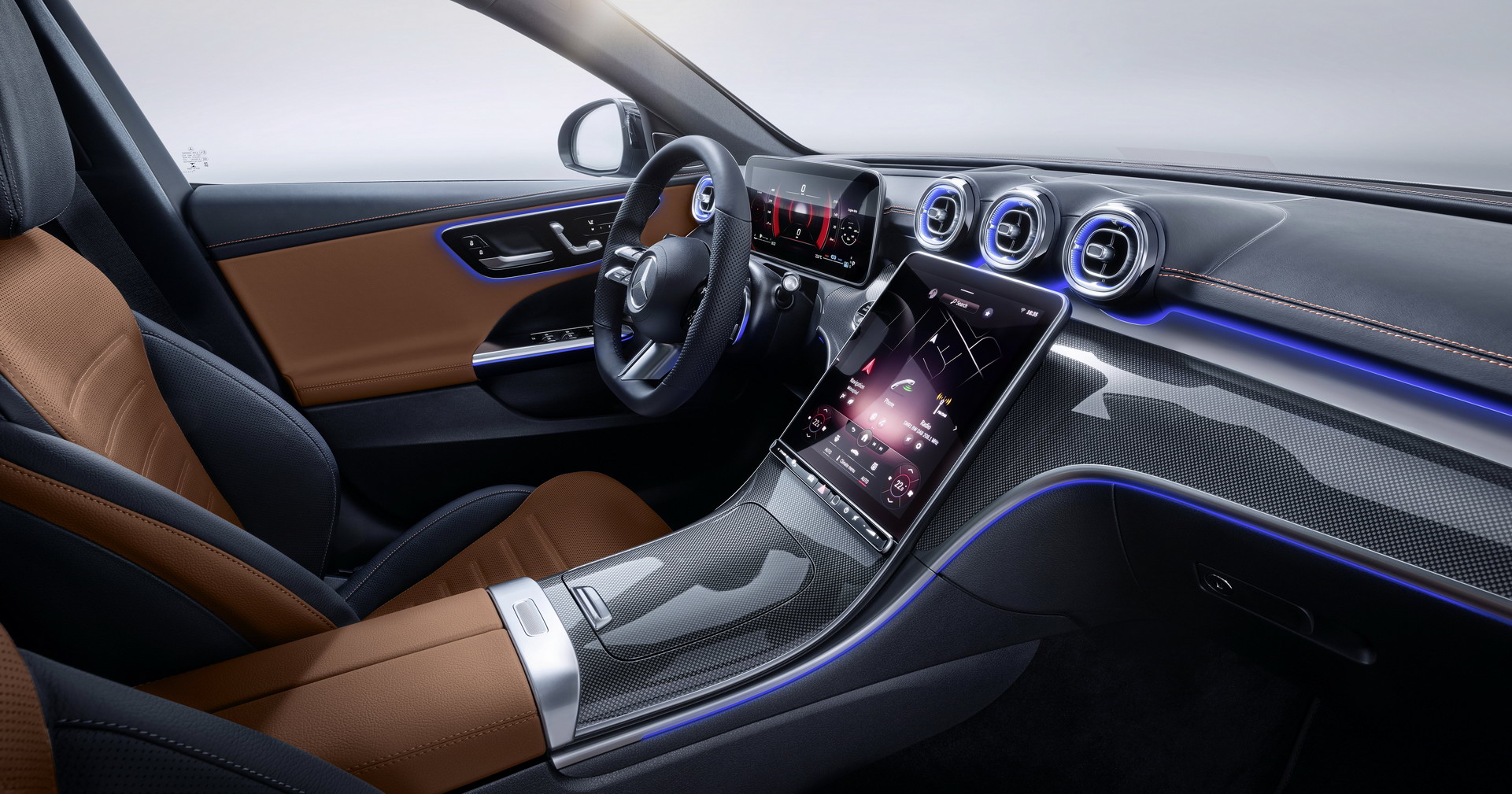 Download 2022 Mercedes-Benz C-Class - Interior Wallpape (1) HD Wallpaper 1921x1009 #70