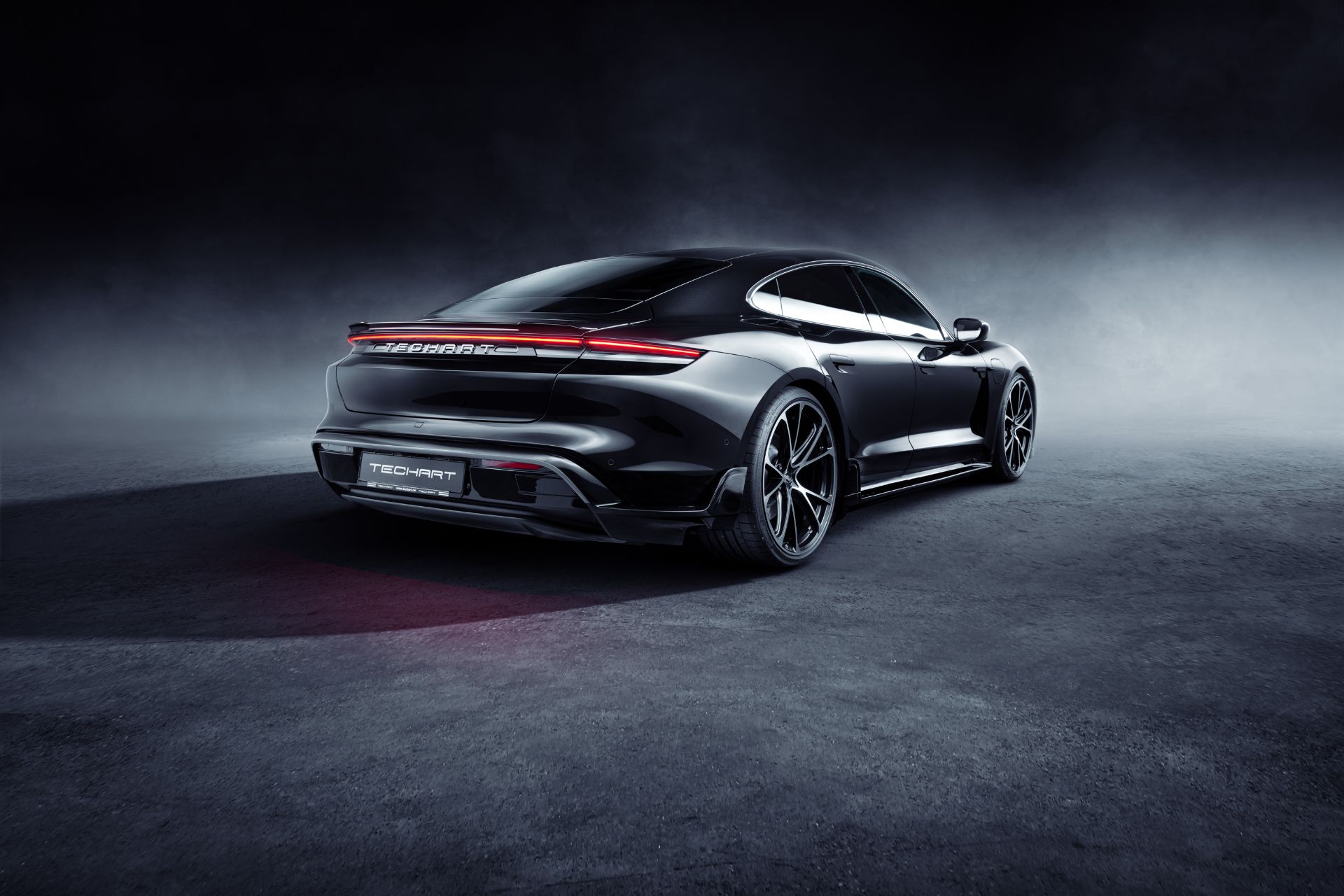 Download 2021 Porsche Taycan with TechArt aerokit - Rear Three-Quarter HD Wallpaper 1920x1280 #9
