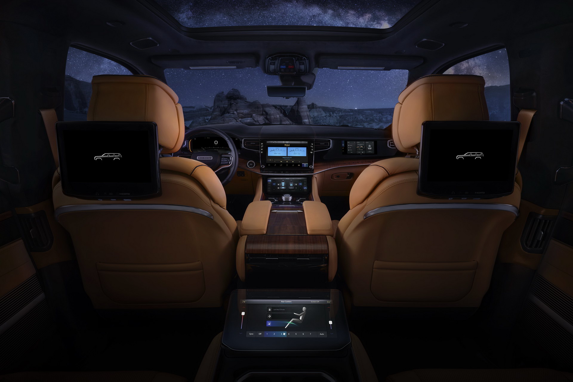 Download 2022 Jeep Grand Wagoneer - Rear Seat Entertainment System HD Wallpaper 1920x1280 #96