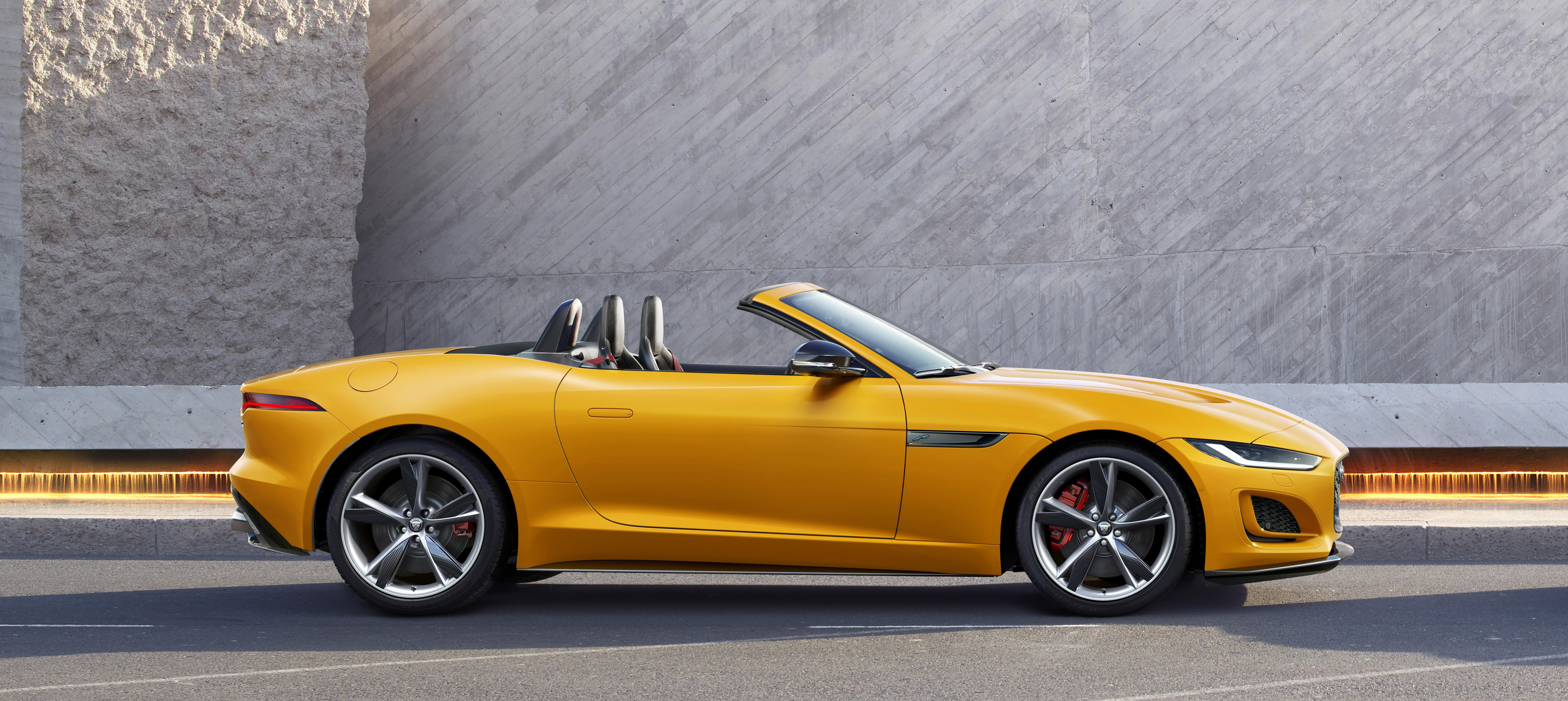 Download 2021 Jaguar F-Type P450 R-Dynamic Convertible - Side HD Wallpaper 7517x3360 #20