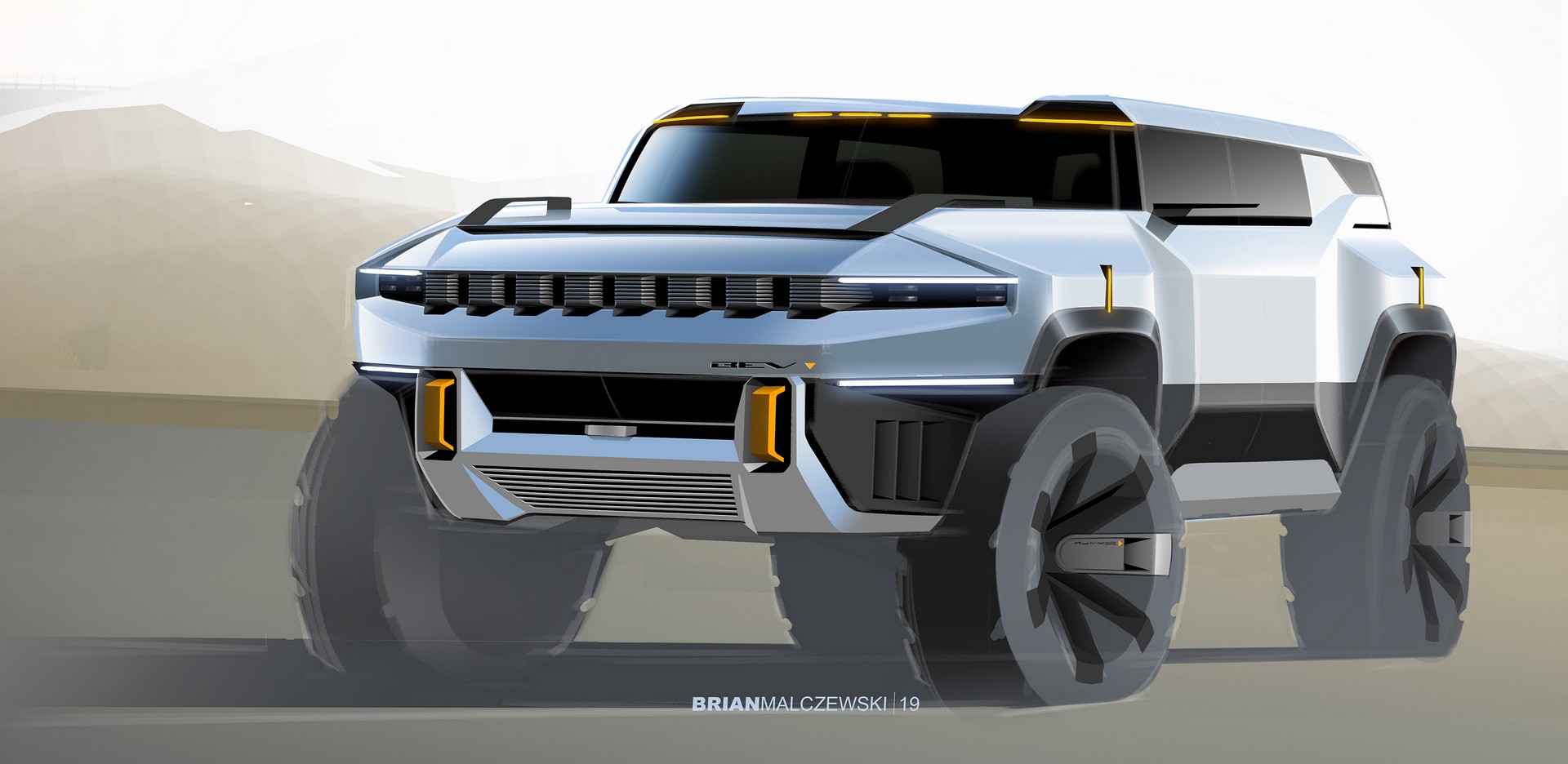Download 2024 GMC Hummer EV SUV - Design Sketch HD Wallpaper 1920x936 #45