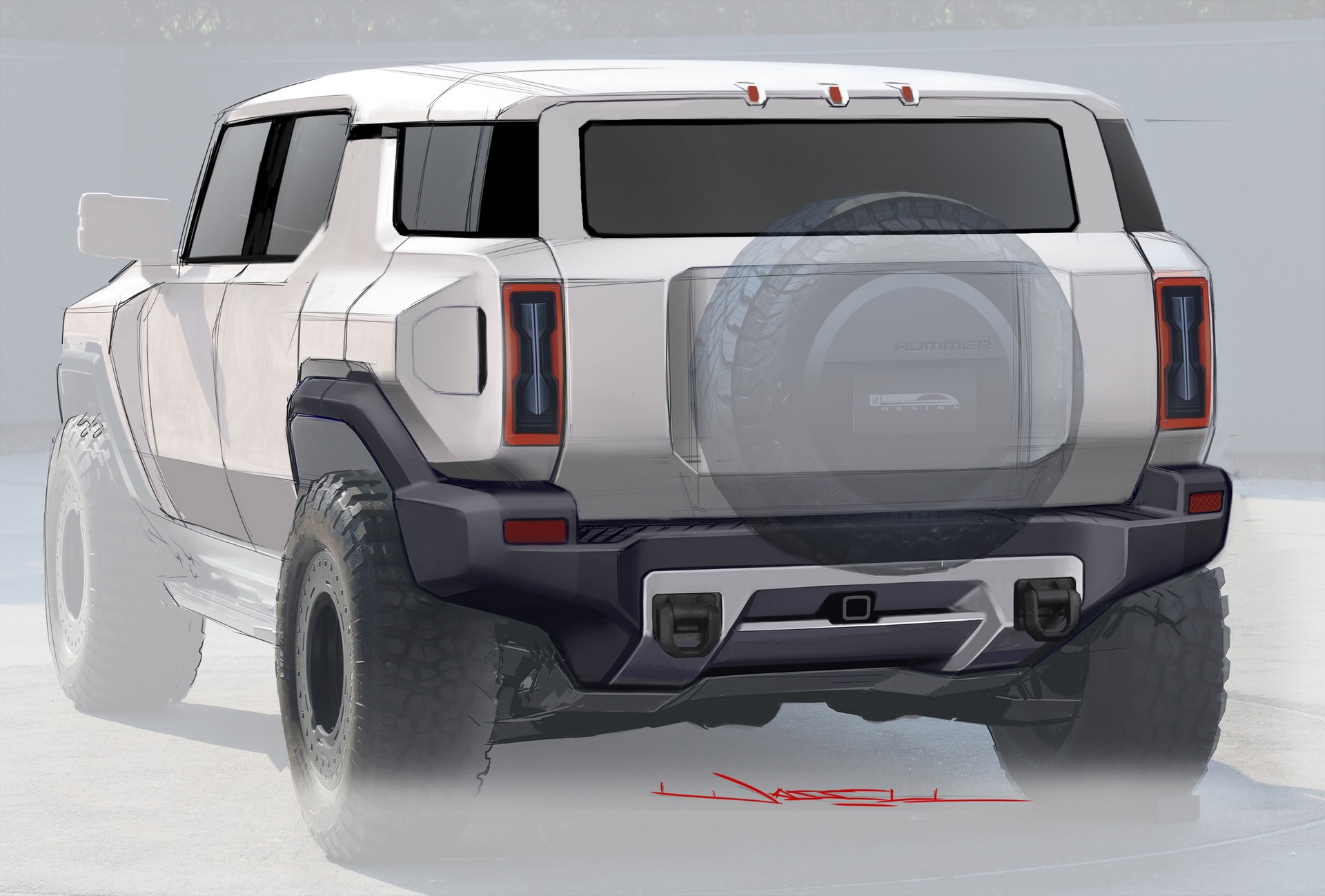 Download 2024 GMC Hummer EV SUV - Design Sketch HD Wallpaper 1920x1299 #47