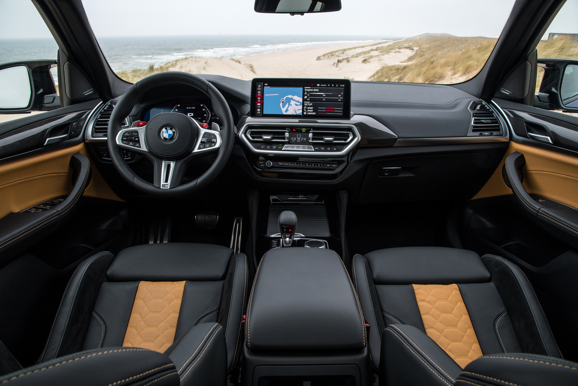 Download 2022 BMW X3 M Competition - Interior, Cockpit HD Wallpaper 1921x1281 #49