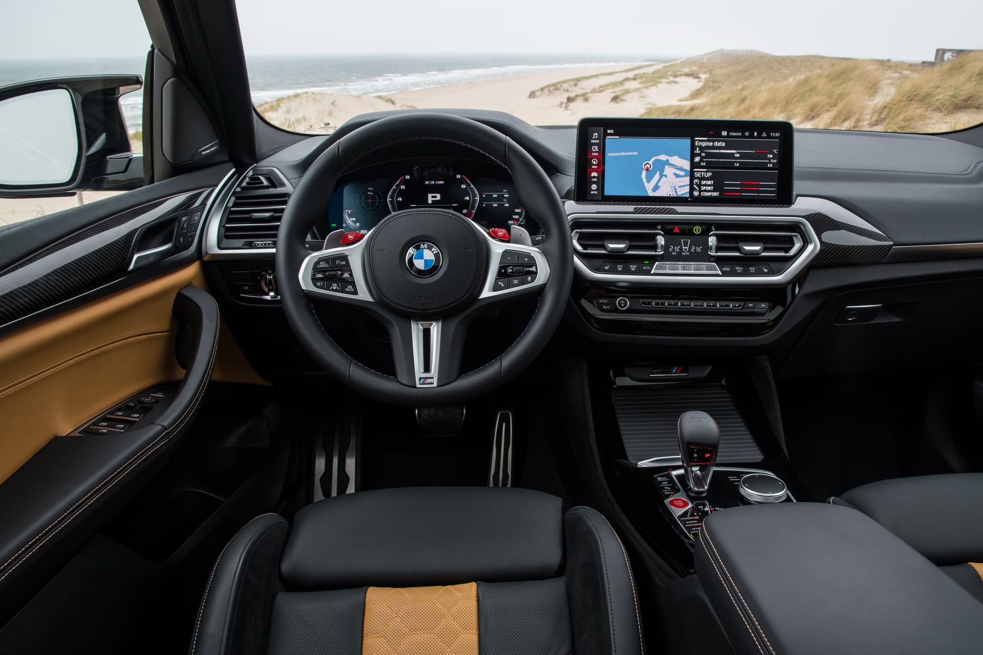 Download 2022 BMW X3 M Competition - Interior, Cockpit HD Wallpaper 1921x1281 #48