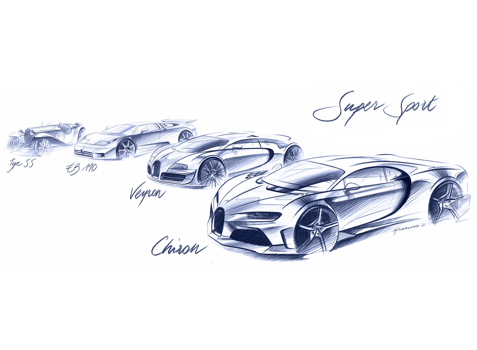 Download 2022 Bugatti Chiron Super Sport - Design Sketch HD Wallpaper 1600x1174 #52