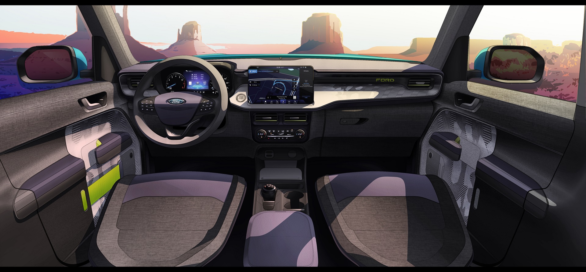 Download 2022 Ford Maverick Hybrid XLT - Design Sketch HD Wallpaper 1920x893 #24