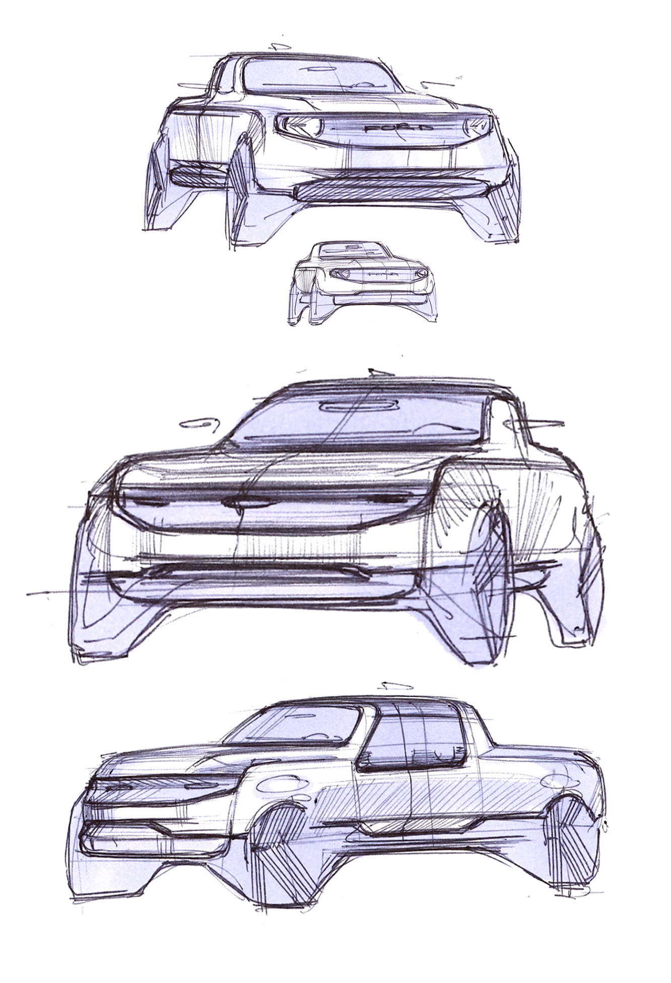 Download 2022 Ford Maverick Hybrid XLT - Design Sketch HD Phone Wallpaper 1332x1950 #27