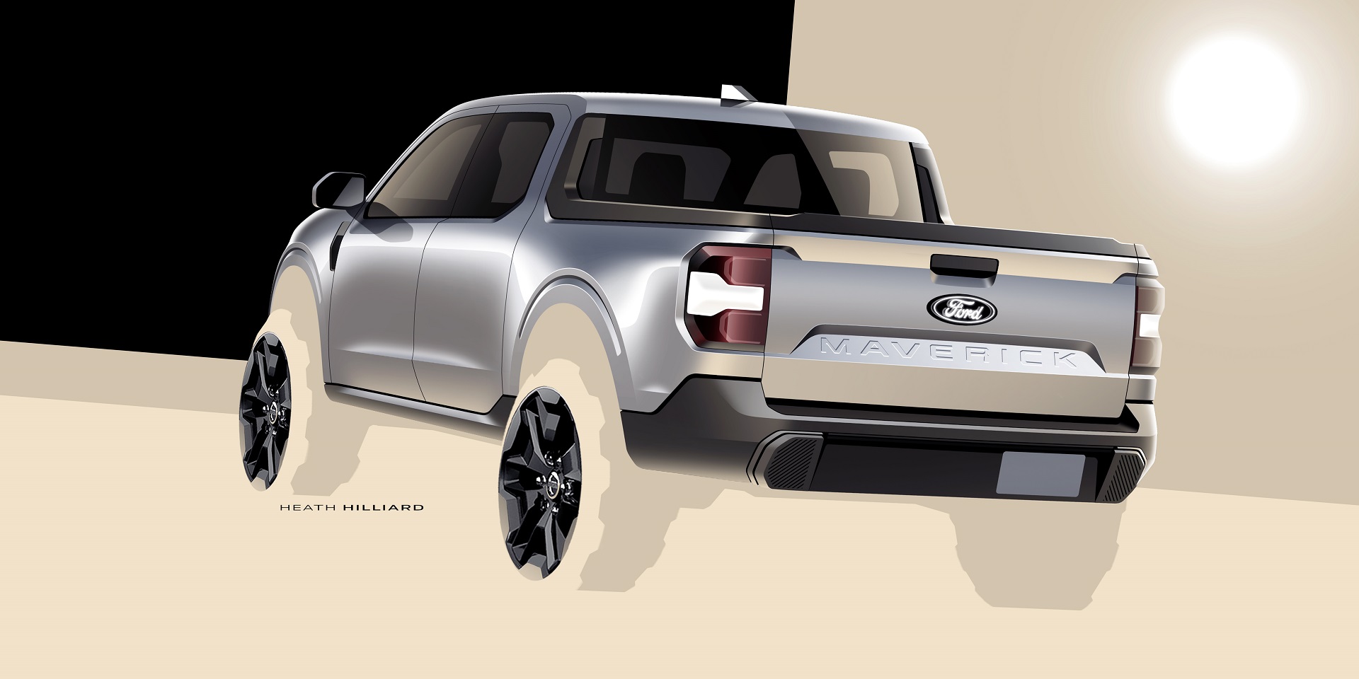 Download 2022 Ford Maverick Lariat - Design Sketch HD Wallpaper 1920x960 #39