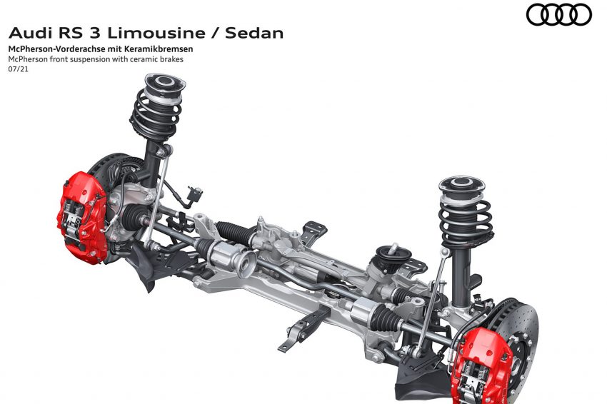 2022 Audi RS3 Sedan - McPherson front suspension with ceramic brakes Wallpaper 850x566 #88