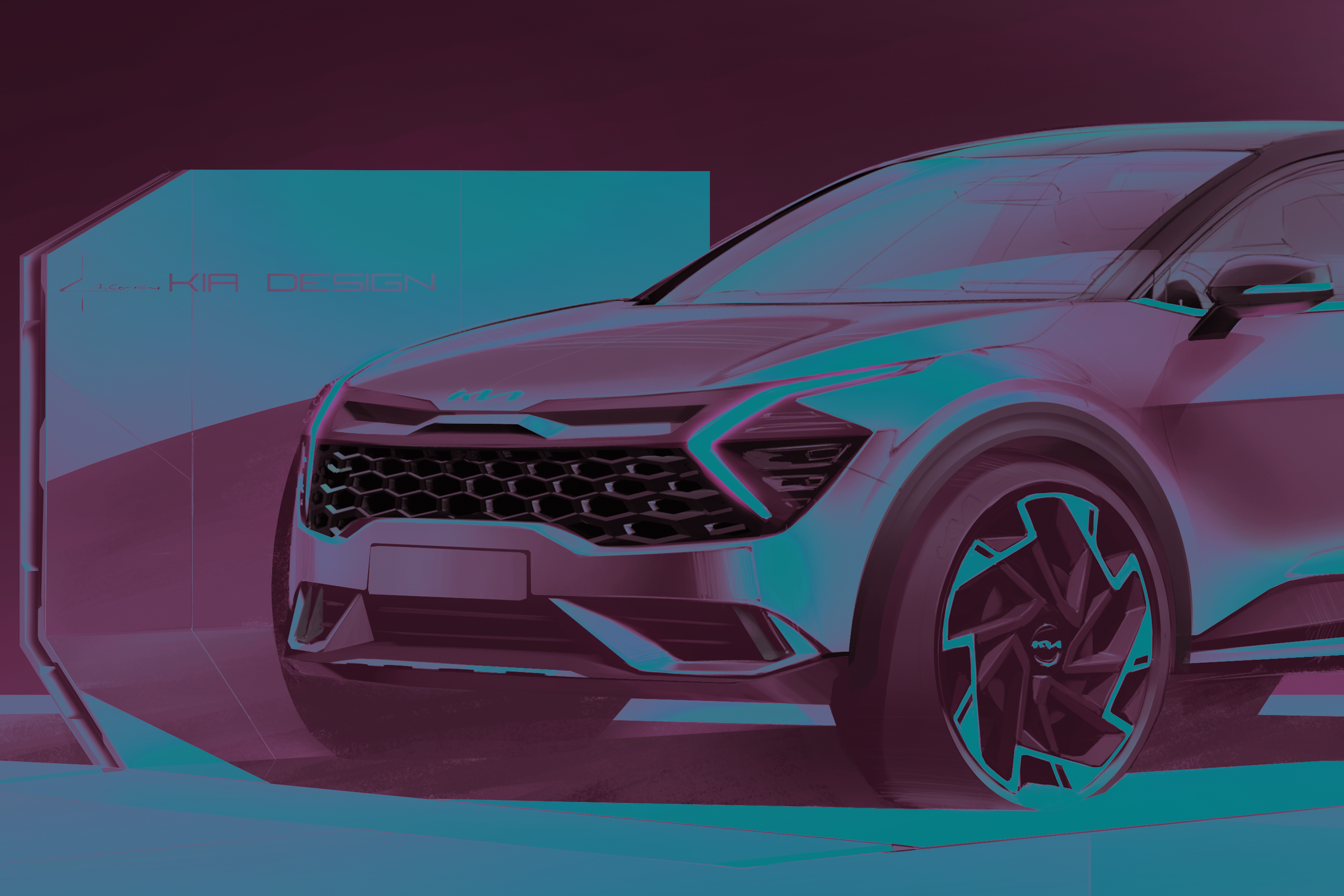 Download 2022 Kia Sportage GT-Line - Design Sketch HD Wallpaper 3600x2400 #53