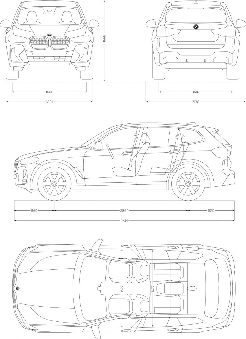 2022 BMW iX3 - Dimensions Phone Wallpaper 850x1173 #49