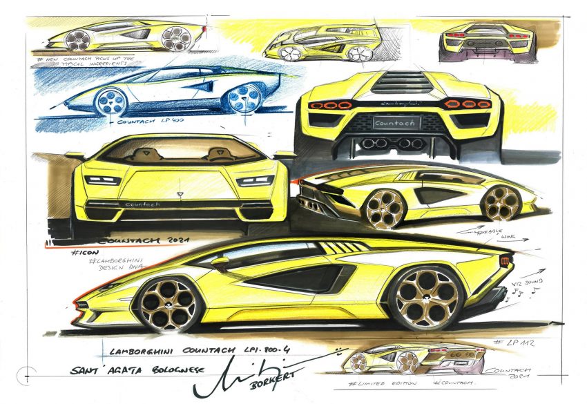 2022 Lamborghini Countach LPI 800-4 - Design Sketch Wallpaper 850x585 #139