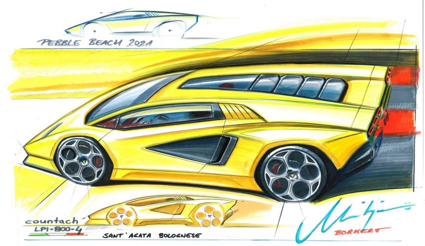 2022 Lamborghini Countach LPI 800-4 - Design Sketch Wallpaper 850x492 #140
