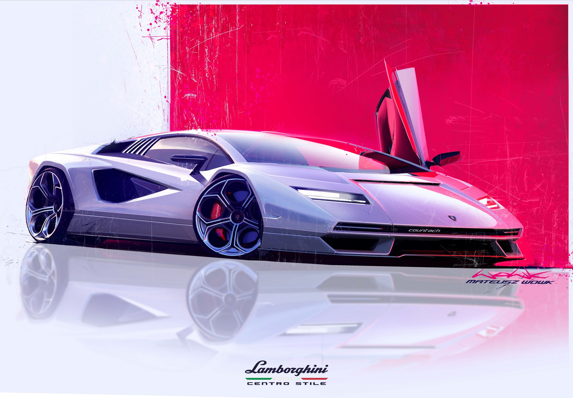Download 2022 Lamborghini Countach LPI 800-4 - Design Sketch HD Wallpaper 1921x1334 #130