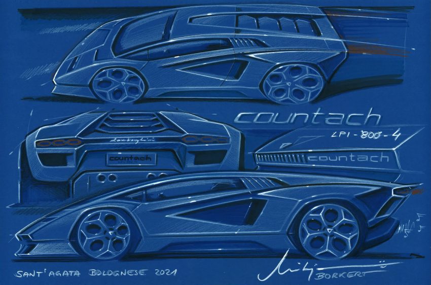 2022 Lamborghini Countach LPI 800-4 - Design Sketch Wallpaper 850x562 #141