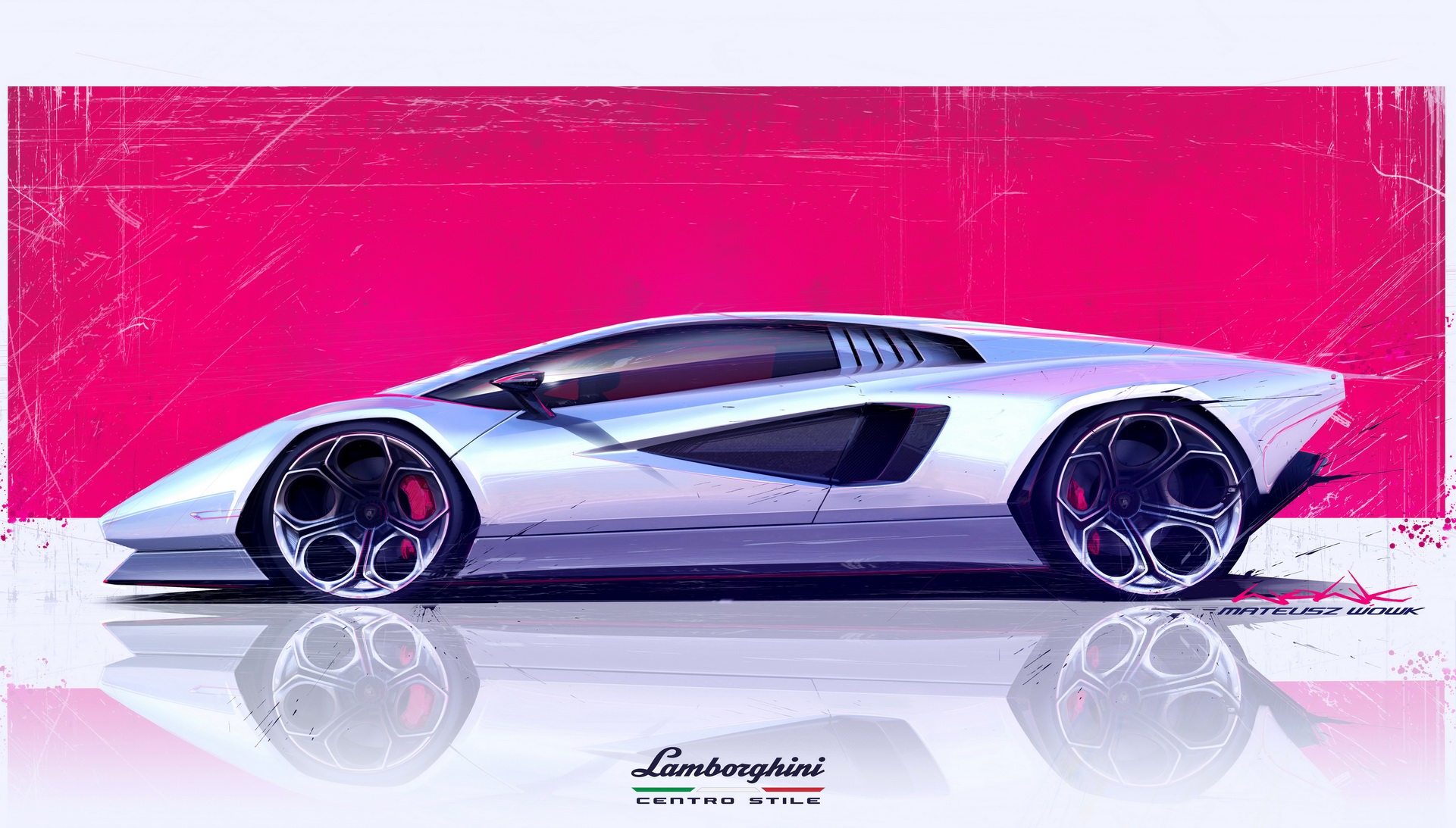 Download 2022 Lamborghini Countach LPI 800-4 - Design Sketch HD Wallpaper 1921x1093 #131