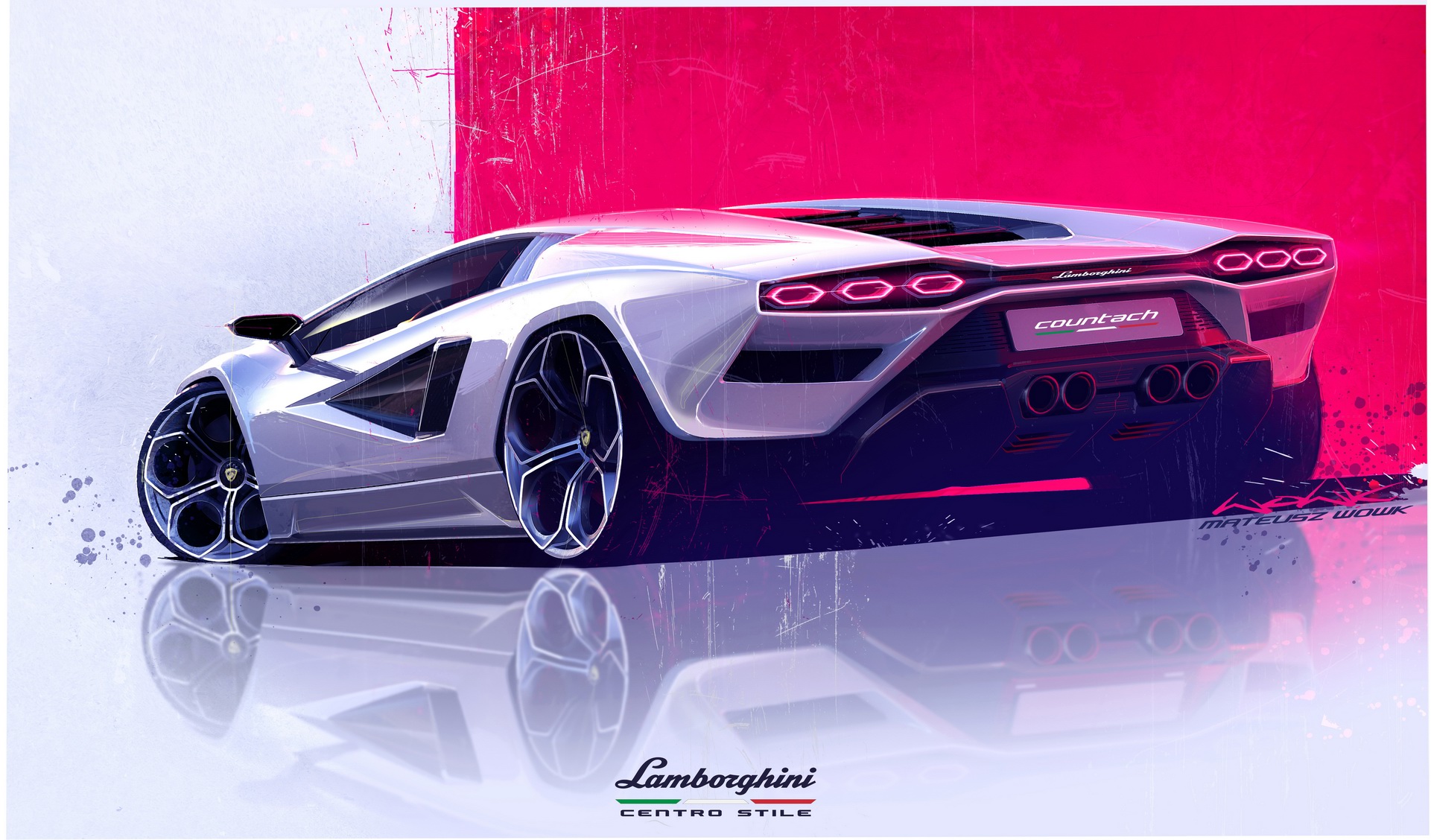 Download 2022 Lamborghini Countach LPI 800-4 - Design Sketch HD Wallpaper 1921x1128 #133