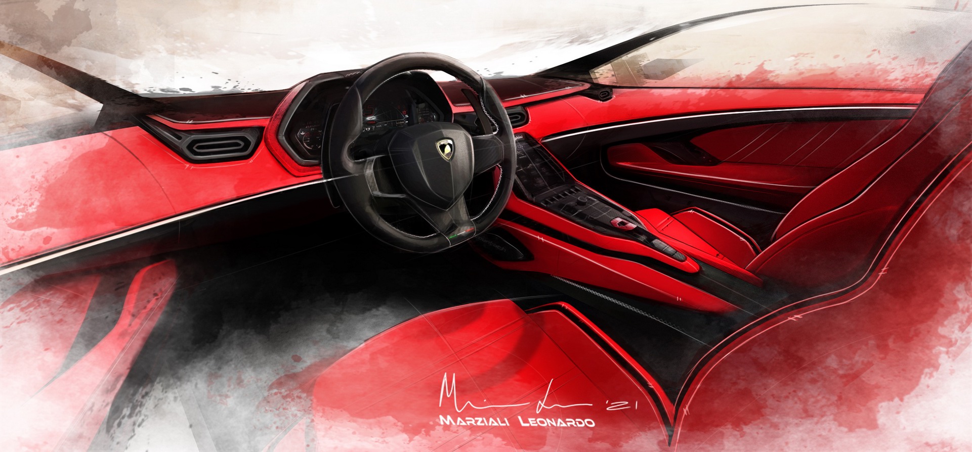 Download 2022 Lamborghini Countach LPI 800-4 - Design Sketch HD Wallpaper 1921x894 #135