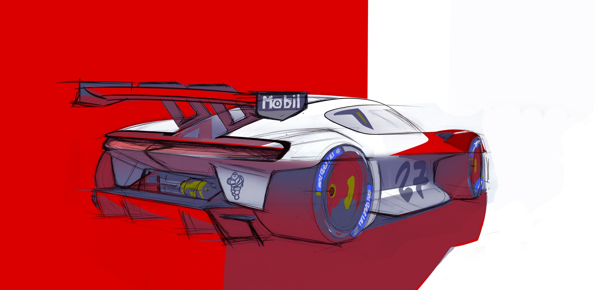Download 2021 Porsche Mission R Concept - Design Sketch HD Wallpaper 1921x940 #63