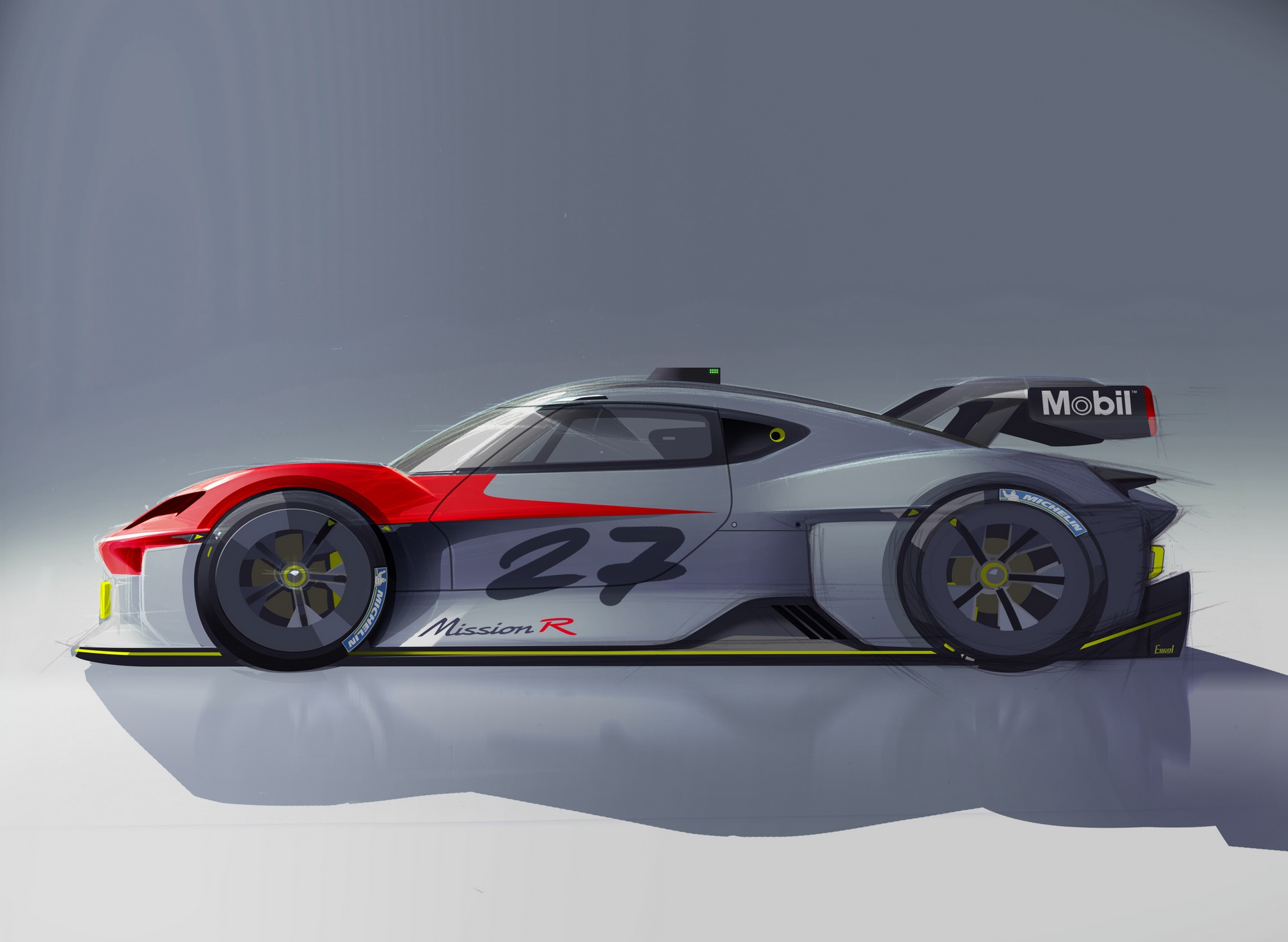 Download 2021 Porsche Mission R Concept - Design Sketch HD Wallpaper 1921x1404 #66