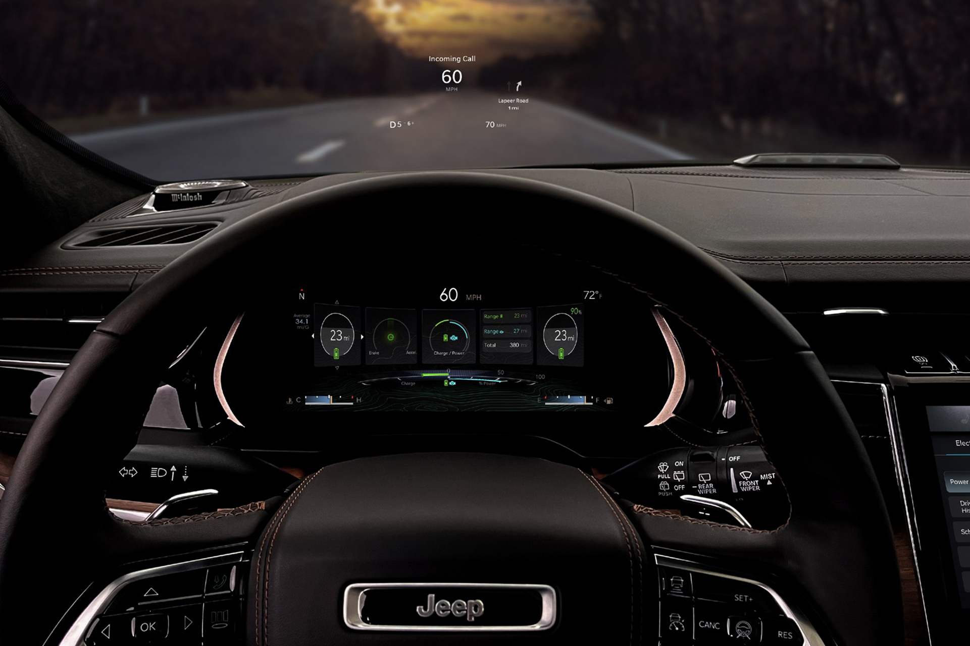 Download 2022 Jeep Grand Cherokee Summit Reserve - Interior, Head-Up Display HD Wallpaper 1921x1281 #23