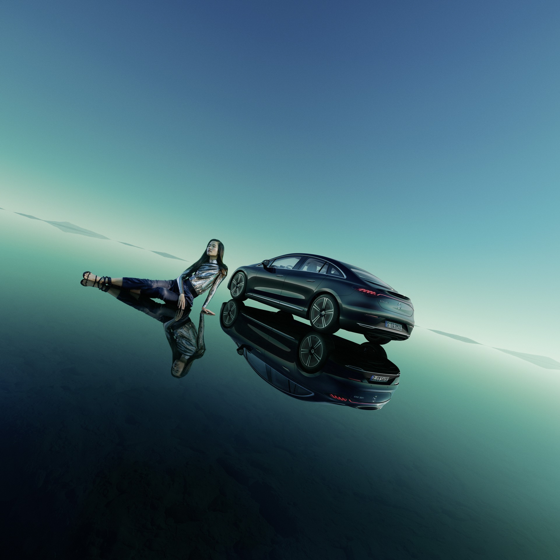 Download 2023 Mercedes-Benz EQE - Rear Three-Quarter HD Wallpaper 1921x1921 #88