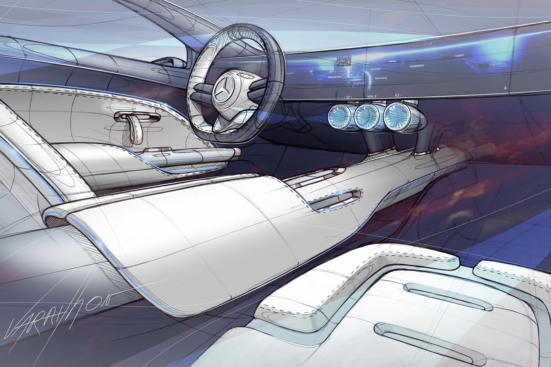 Download 2022 Mercedes-Benz Vision EQXX - Design Sketch HD Wallpaper 1920x1280 #160