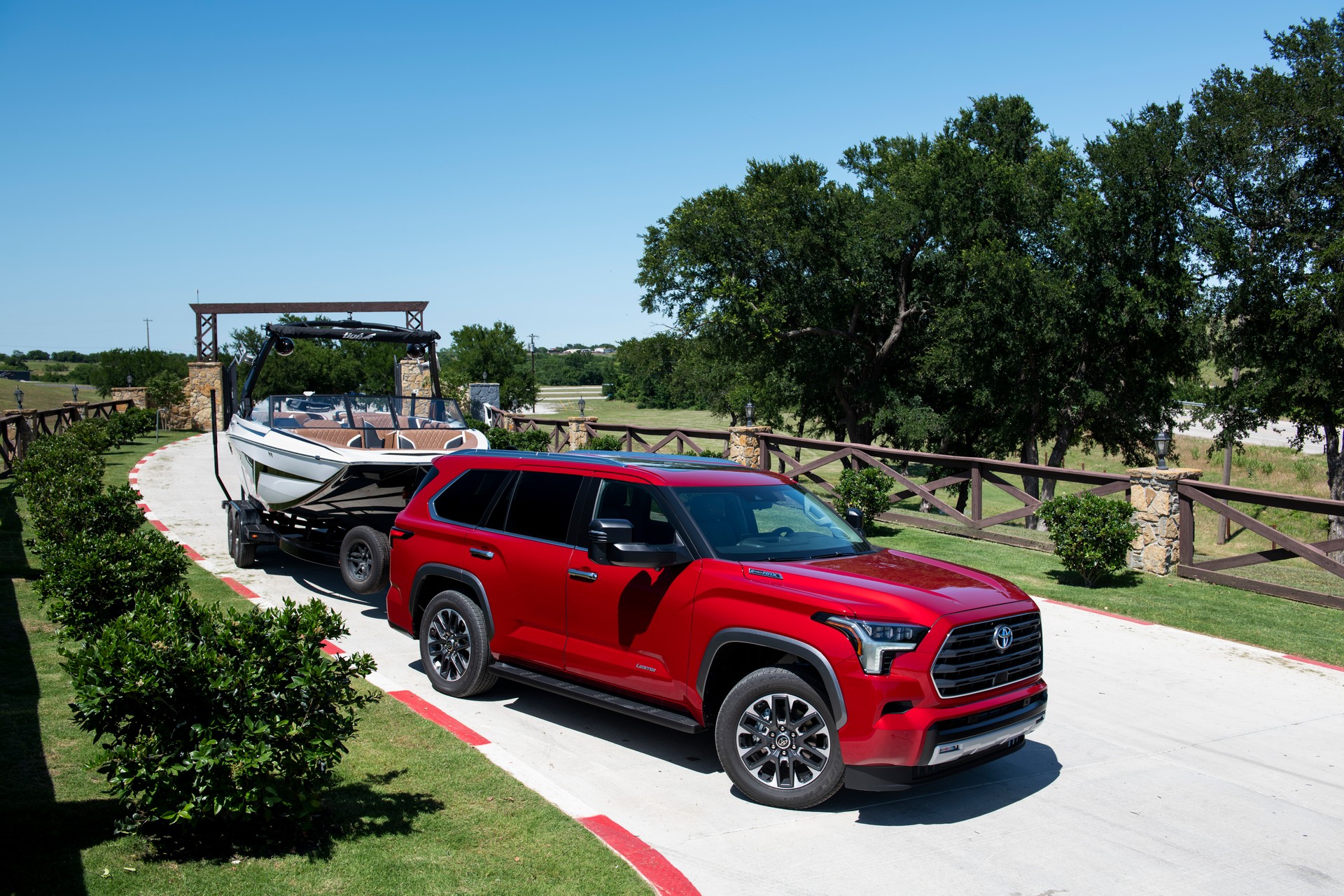 Download 2023 Toyota Sequoia Limited - Towing a Boat HD Wallpaper 1920x1280 #13