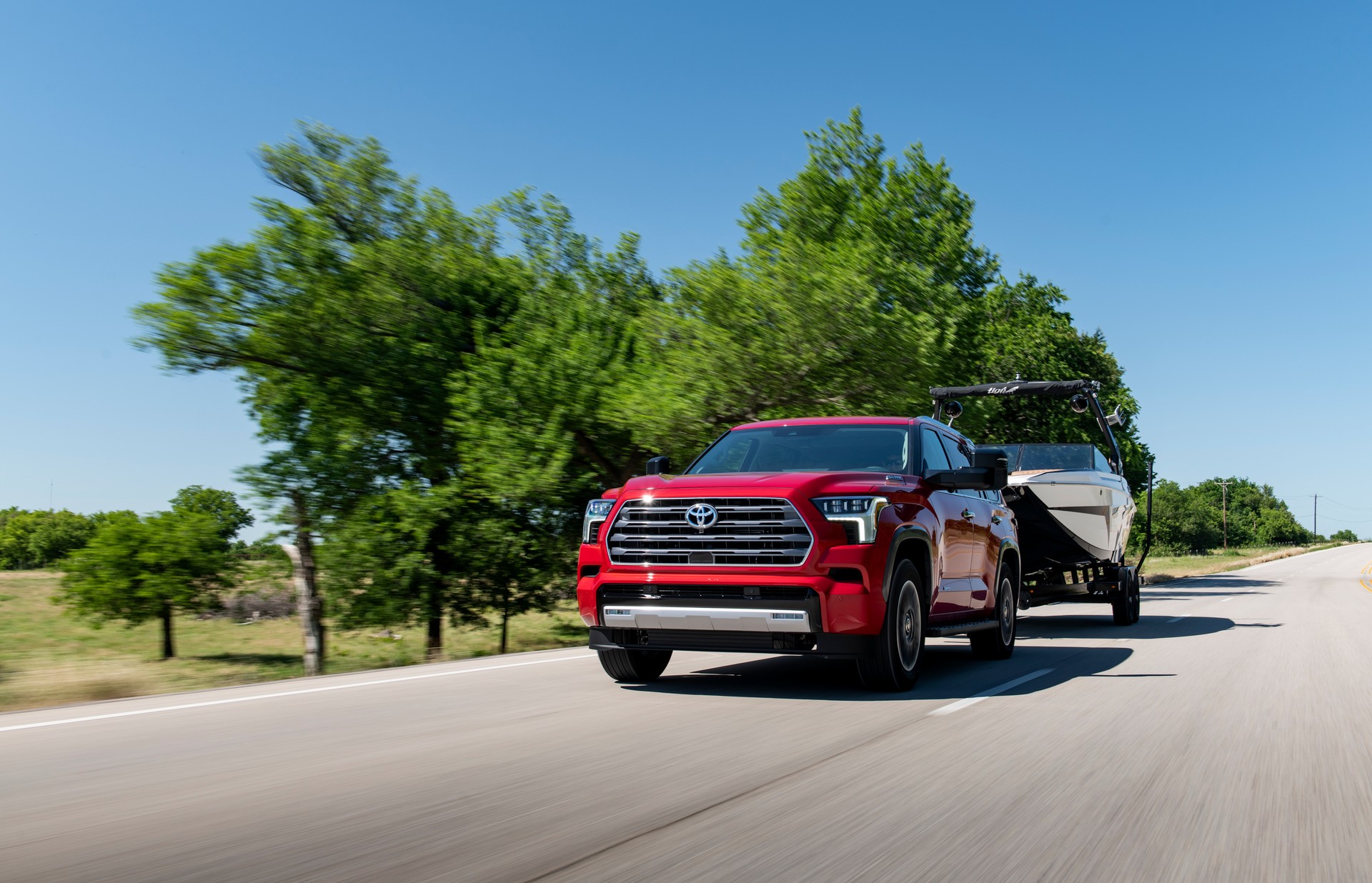 Download 2023 Toyota Sequoia Limited - Towing a Boat HD Wallpaper 1920x1236 #2