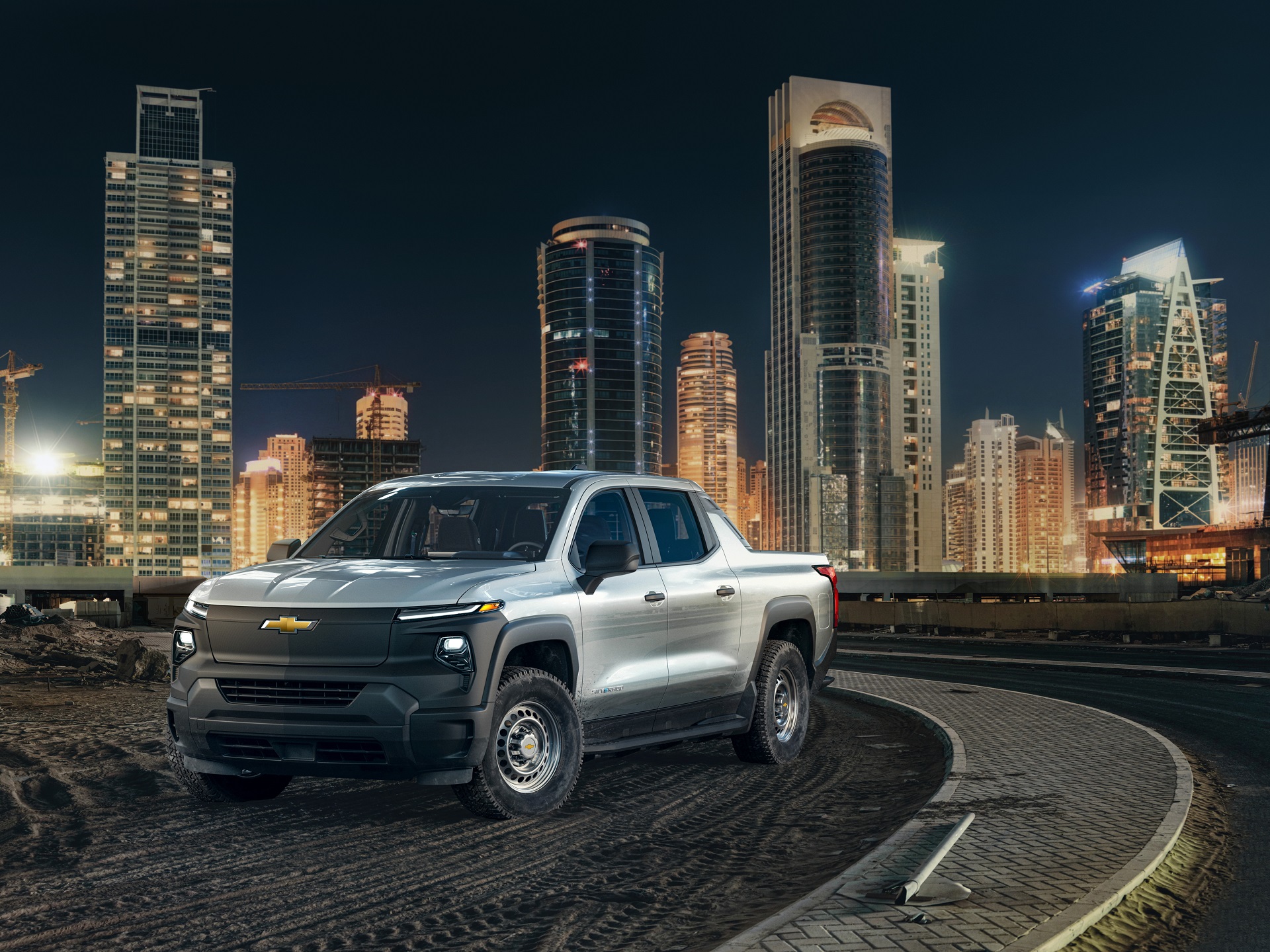 Download 2024 Chevrolet Silverado EV WT - Front Three-Quarter HD Wallpaper 1920x1439 #1