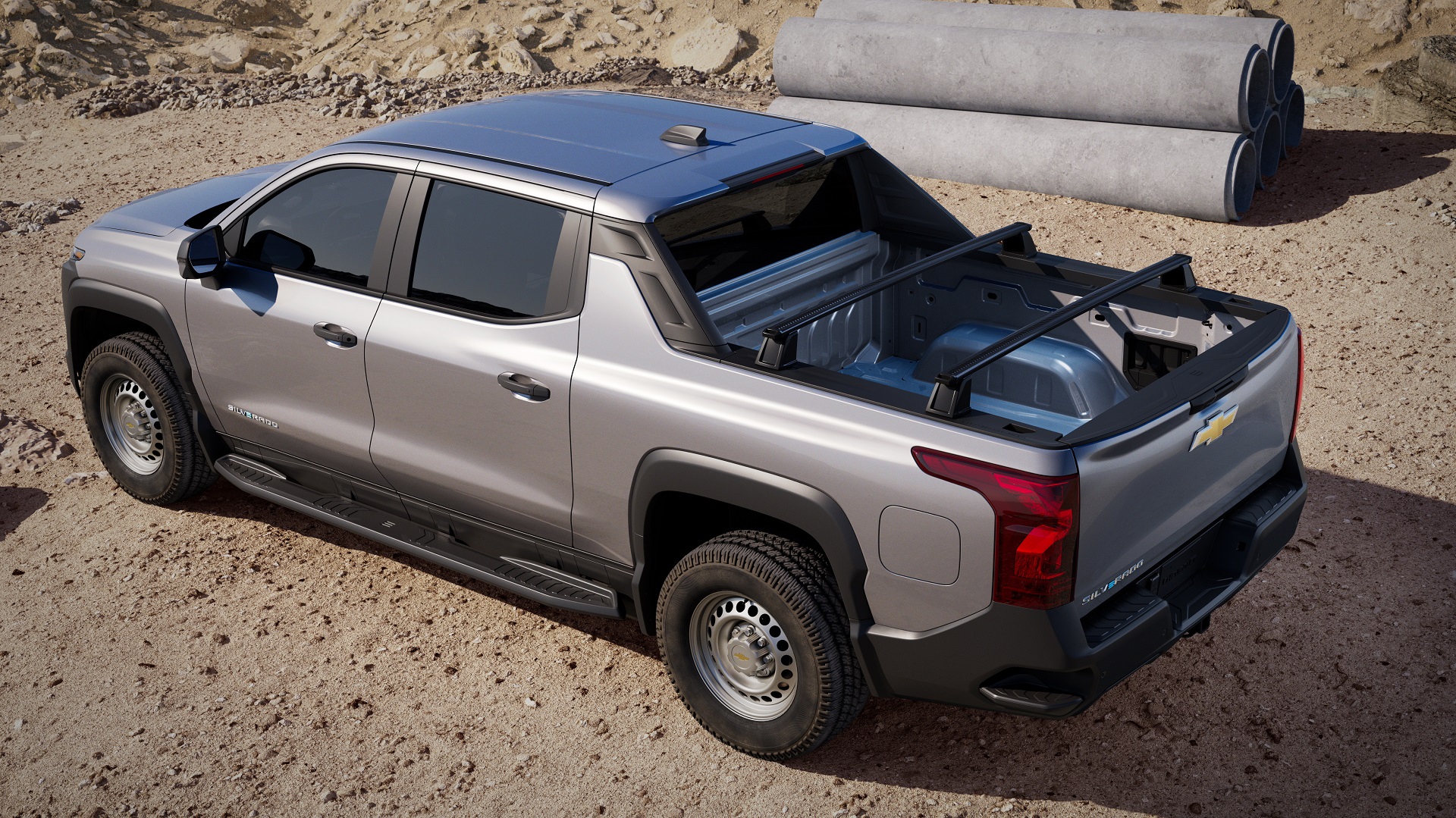 Download 2024 Chevrolet Silverado EV WT - Rear Three-Quarter HD Wallpaper 1920x1079 #6