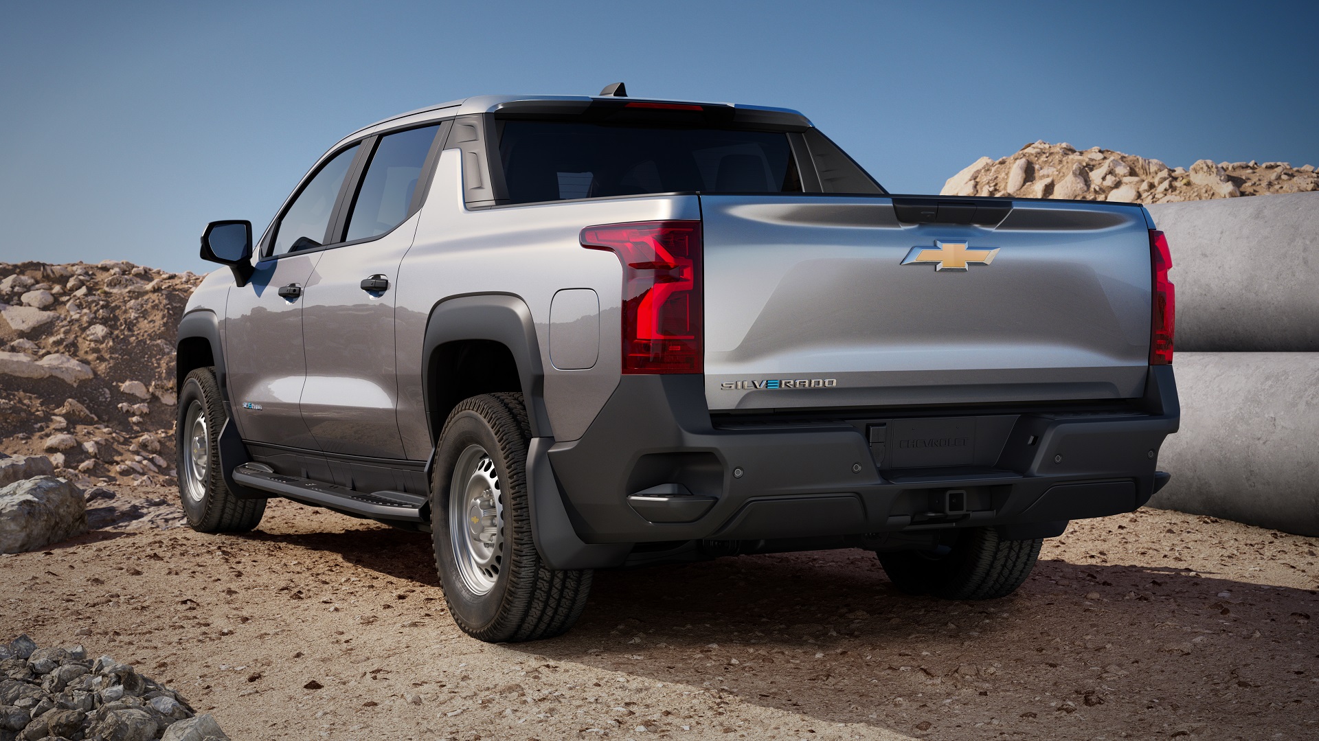 Download 2024 Chevrolet Silverado EV WT - Rear HD Wallpaper 1920x1079 #11