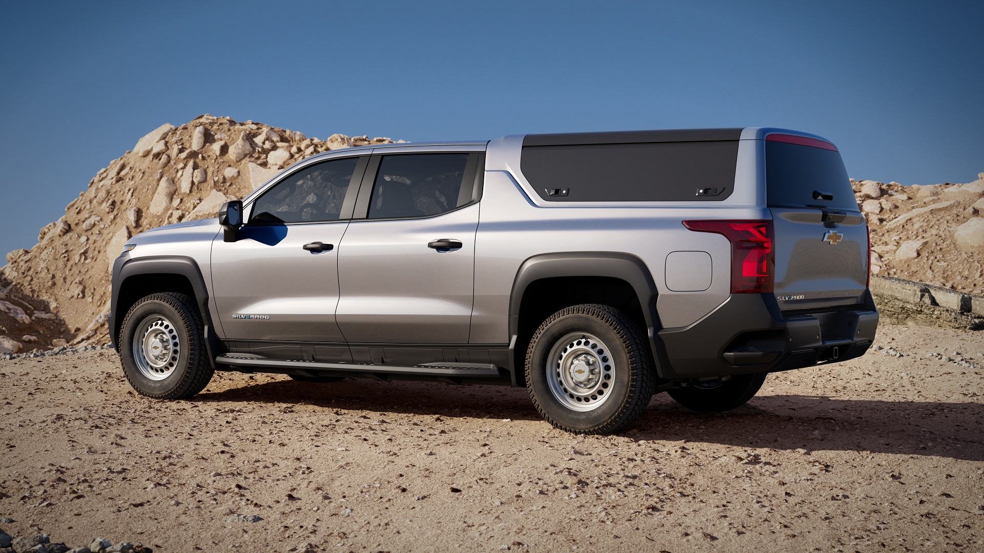 Download 2024 Chevrolet Silverado EV WT - Side HD Wallpaper 1920x1079 #12
