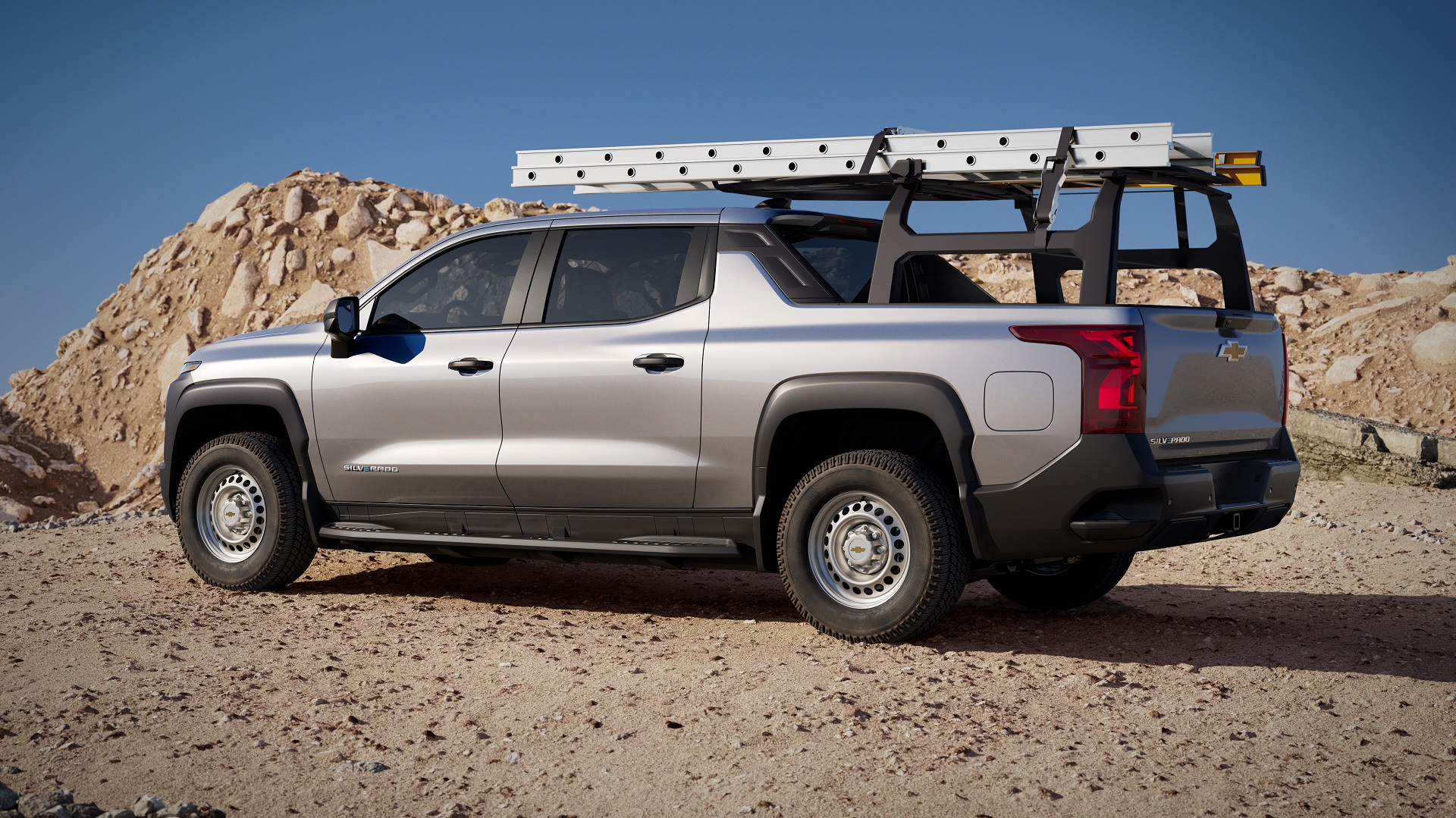 Download 2024 Chevrolet Silverado EV WT - Side HD Wallpaper 1920x1079 #13