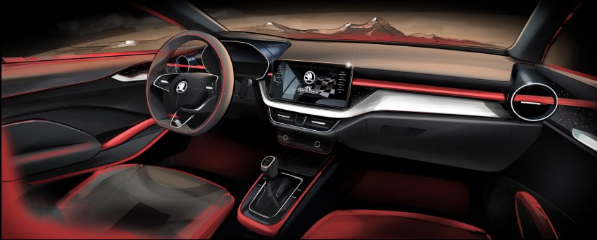 2022 Skoda Fabia Monte Carlo - Design Sketch Wallpaper 850x343 #24