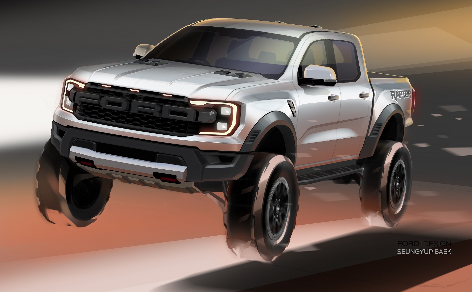 Download 2023 Ford Ranger Raptor - Design Sketch HD Wallpaper 1920x1186 #63