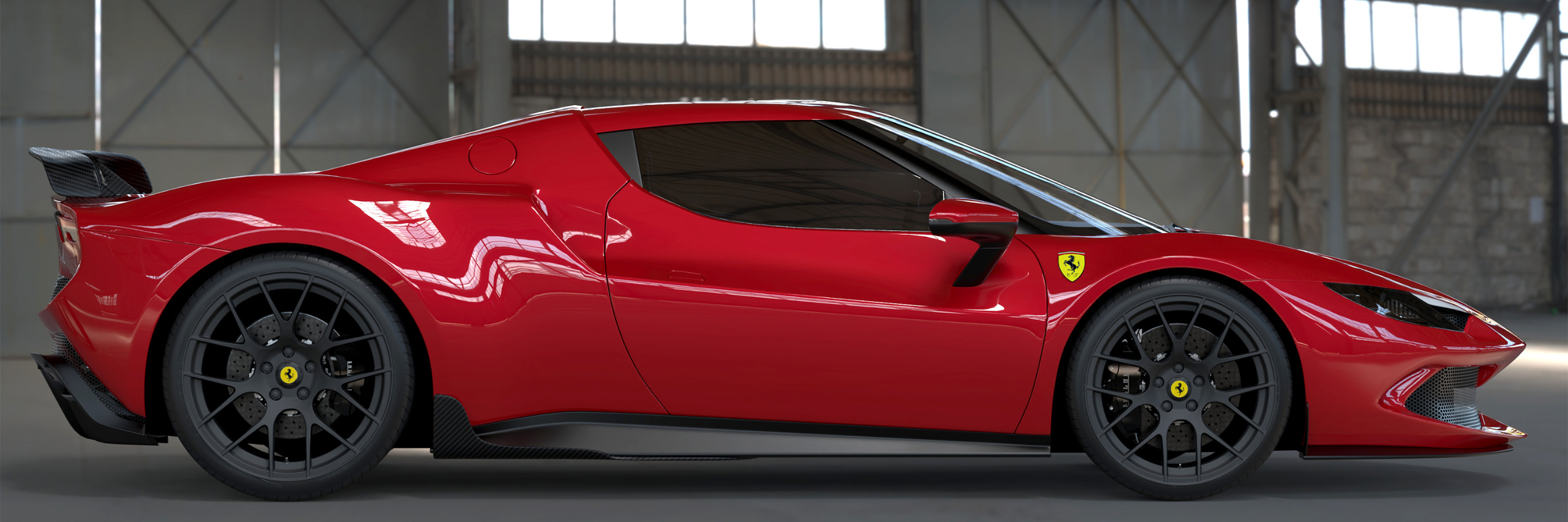 Download 2022 Ferrari 296 GTB Squalo by DMC - Side HD Wallpaper 2560x853 #6