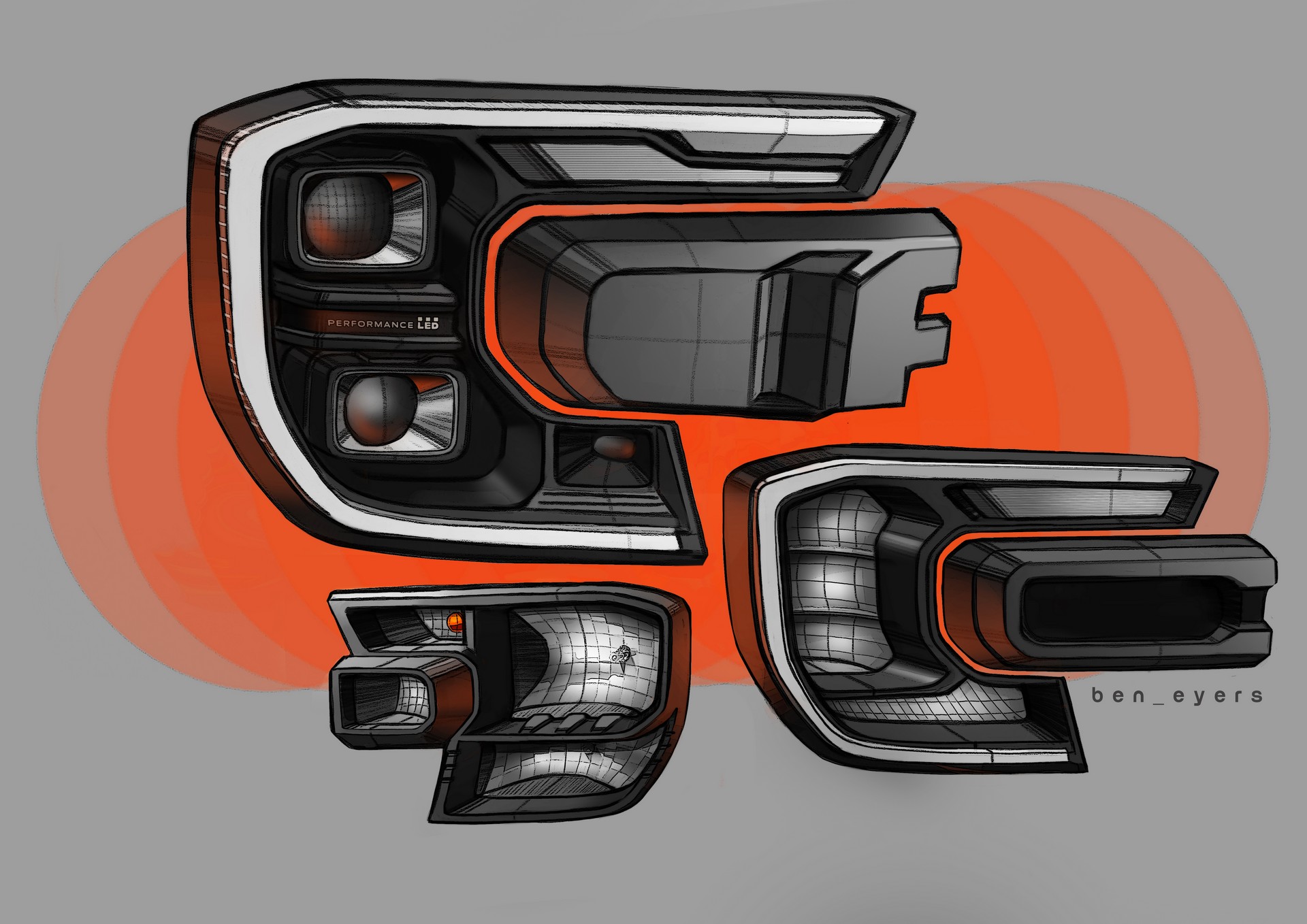 Download 2023 Ford Ranger XLT - AU version - Design Sketch HD Wallpaper 1920x1358 #32